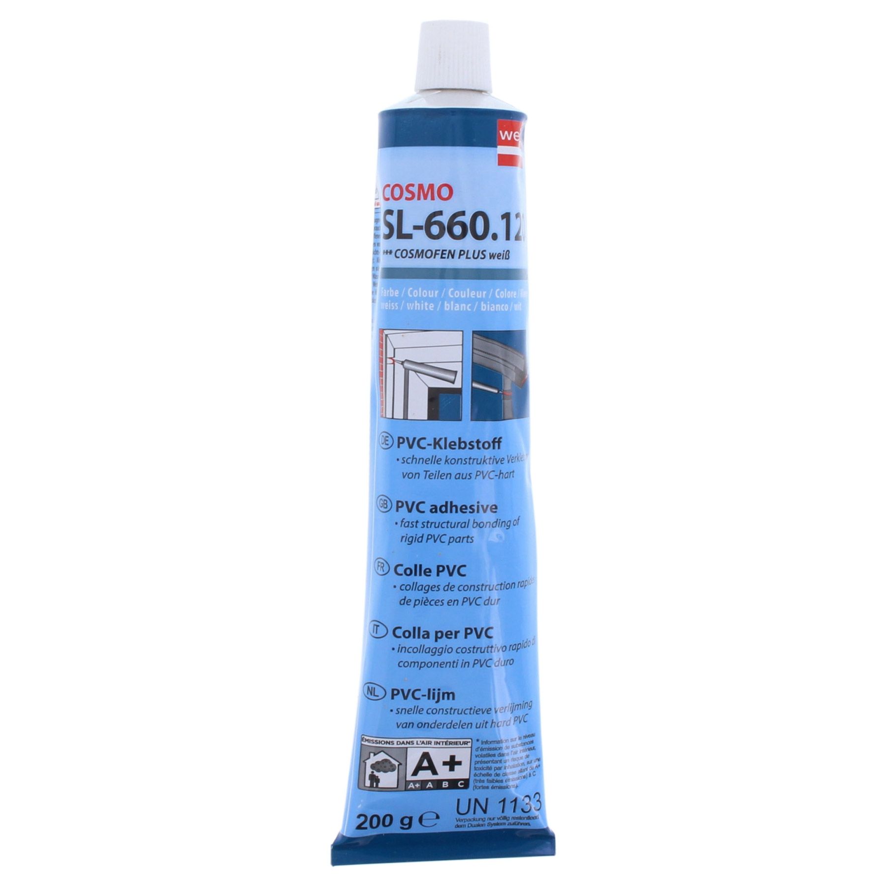 COSMO PVC Hart Klebstoff SL-660.120 200 g Tube weiß, PVC adhesive, Klebemittel, Klebstoff, Kunststoffkleber, 200 g