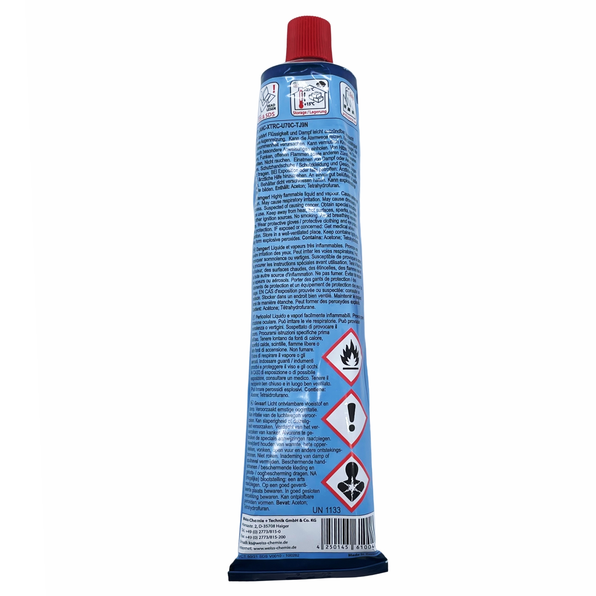 [DS] Weiss Chemie COSMO SL-660.130, PVC-Klebstoff Farbe: farblos 200 ml - Aluminiumtube - mit, Kunststoffspray, Reinigungsmittel, Flaschenform, Düse, Klebstoff