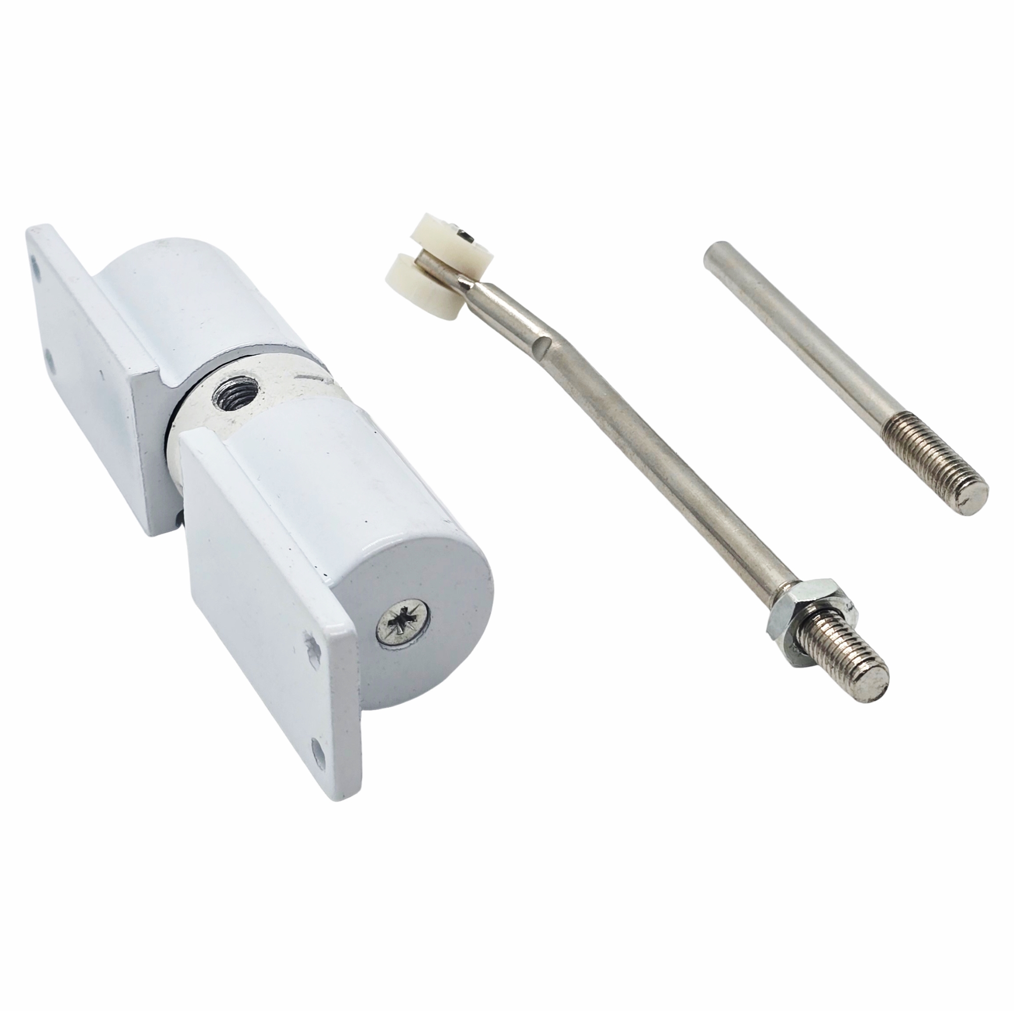 [BA] AUTOMATISCHER TÜRSCHLIESSER AUS EDELSTAHL WEISS, Joints, Türband, Stahlstange, Bolzen, Behelfsmaterial