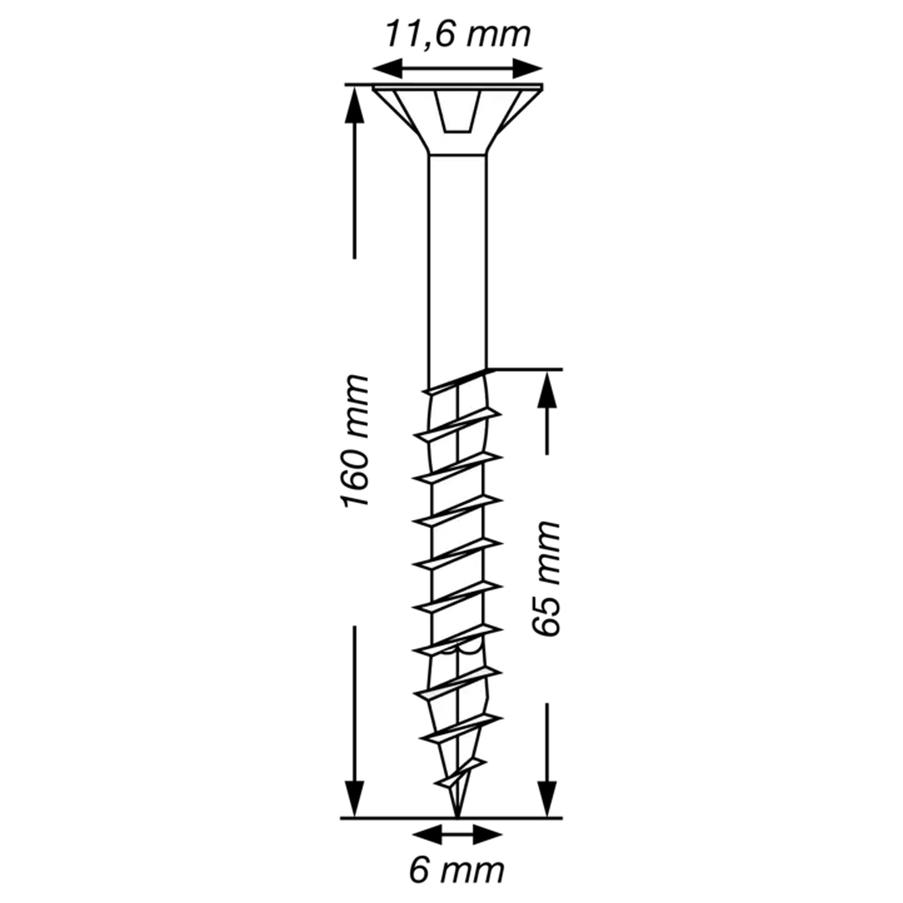 ABC Spax Senkkopf Torx T30 Wirox Größe 6,0x 160 mm TG, schraube, Holzschraube, Vorschraube, Schraubenkopf, Durchmesser6mm