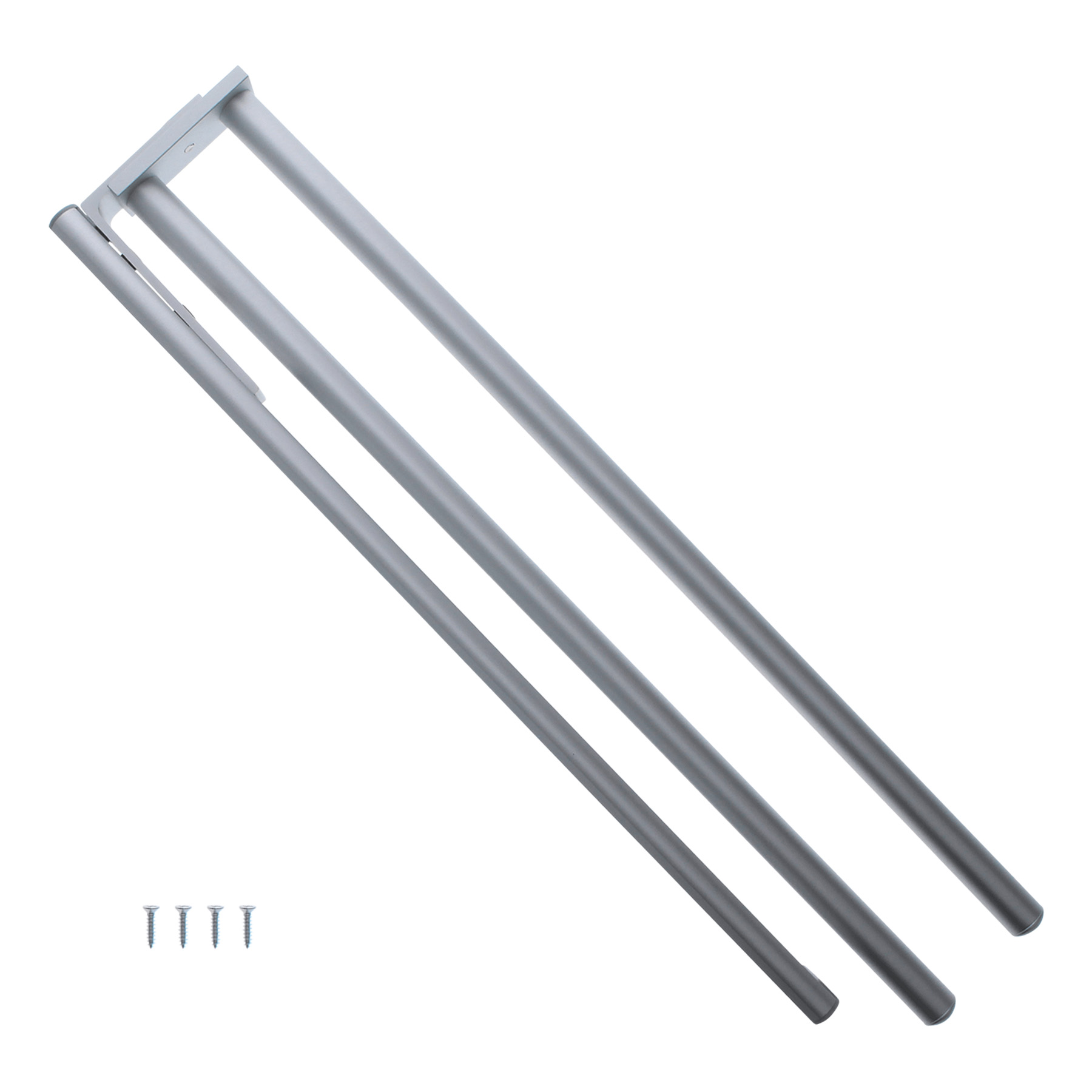 Emuca Ausziehbarer Handtuchhalter 2-armig Handtuchauszug Küche oder Bad aus matt eloxiertem Aluminium, Länge 440mm, Ständer, Beine, Metall, Gelenkarm, Schrauben