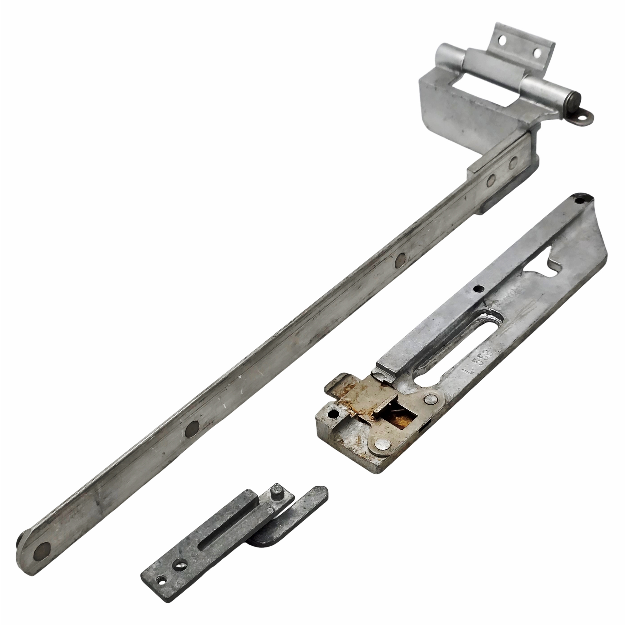 [BA] Hueck Hartmann Schere 2830 links, Metallteil, Scharnier, Verriegelung, Halter, Schubstange