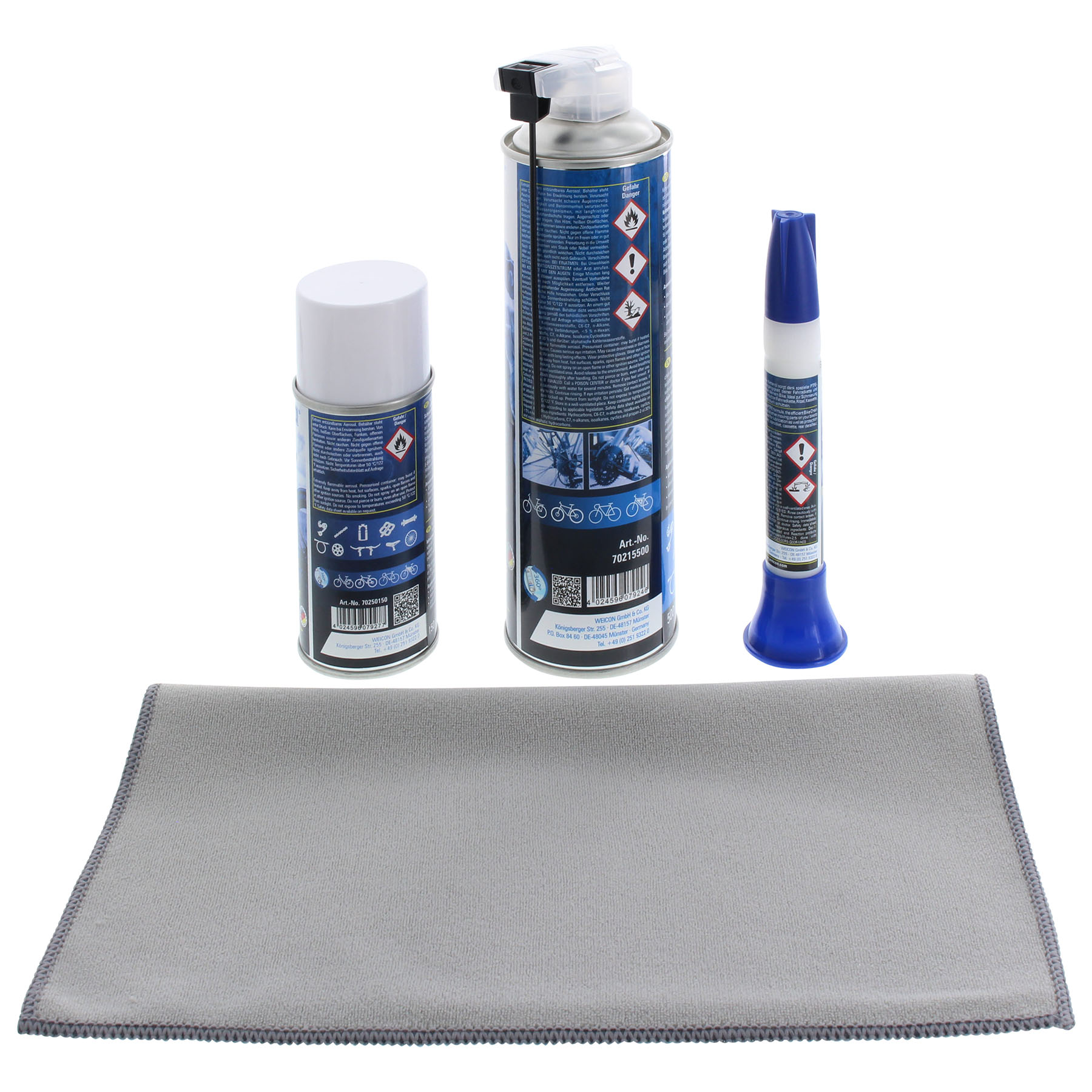 WEICON Fahrrad-Pflegeset 3-teilig inklusive ToniTec® Microfasertuch, Reinigen, Person