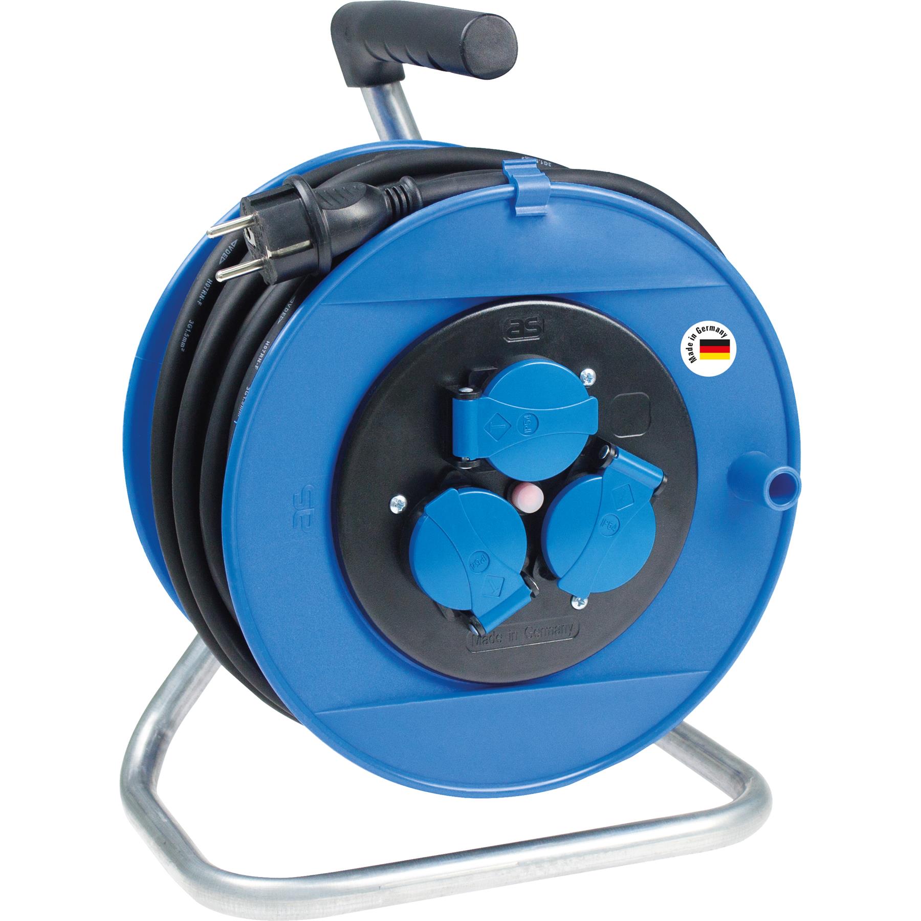AS Schwabe Baustellen Kunststoff-Kabeltrommel 40 m Gummischlauchleitung F 3G1,5 BGI 608, Rolle