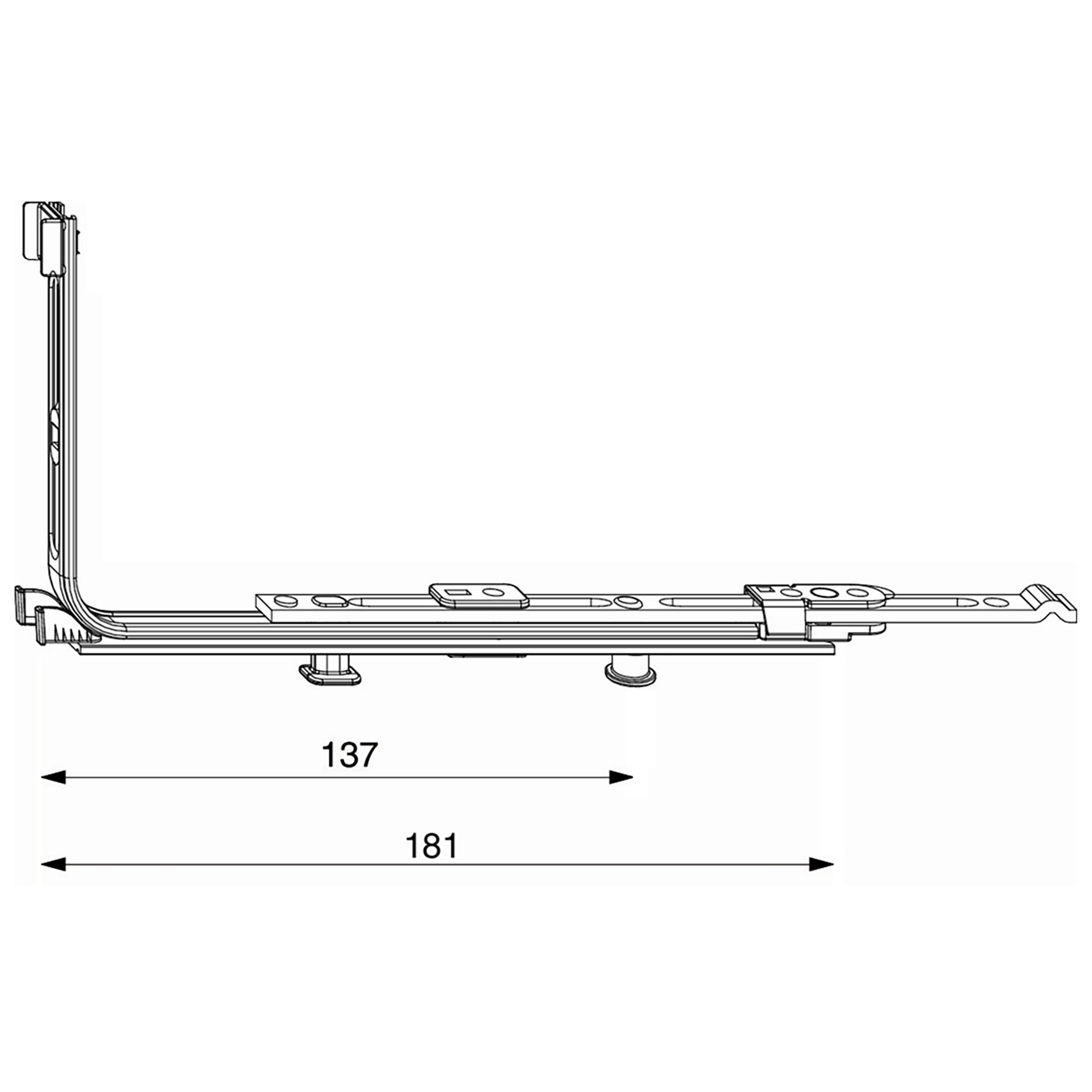 Maco Eckumlenkung waagrecht 1 i-S, silber 222205
