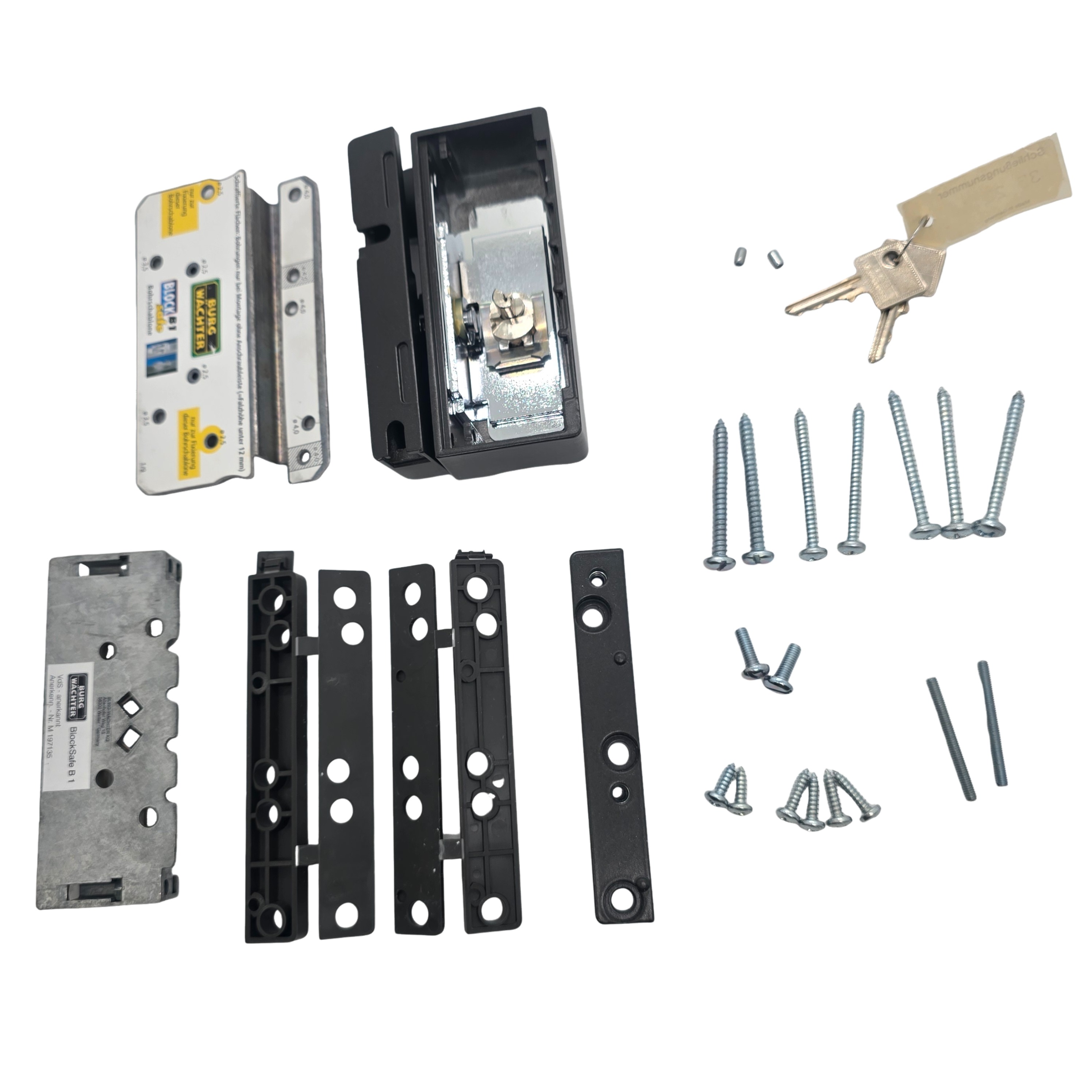 Burg Wächter BlockSafe B1 Fenstersicherung weiß braun verschiedenschliessend + gleichschliessend Braun GL, elektro-zutaten, türschloss-satz, zubehör, verschluss-komponenten, schrauben-bausatz