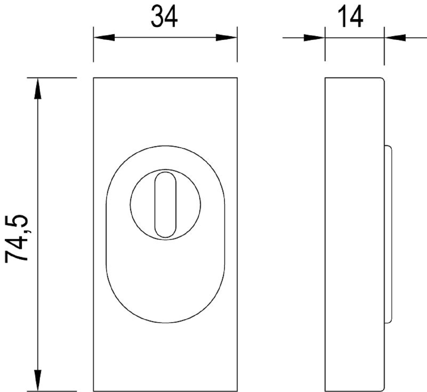 ToniTec Schieberosette Schutzrosette ZA rechteckig variabel 14 mm ER