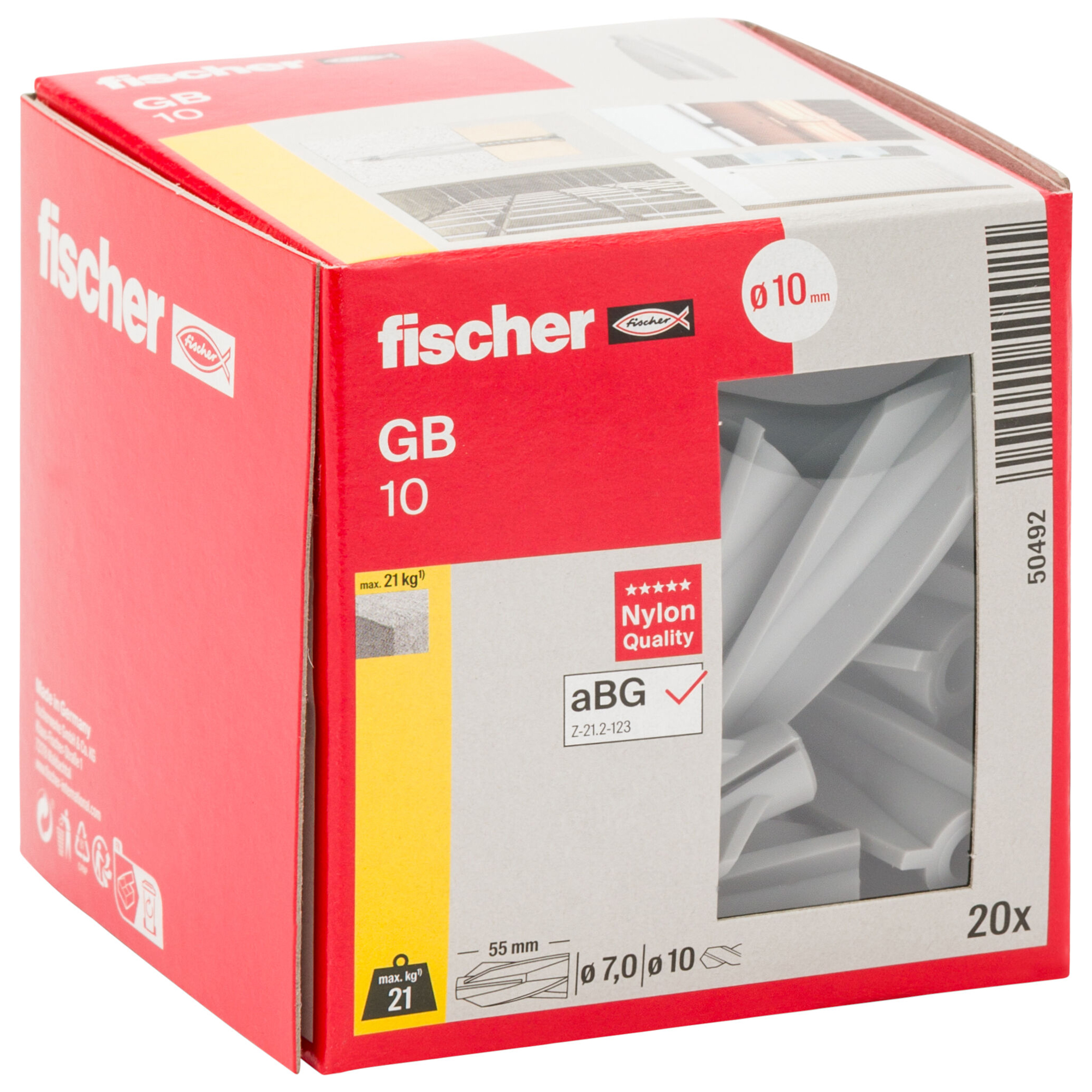 [DS] FISCHER Gasbetondübel GB 10 Art. Nr. 50492, Kunststoff-Schrauben, Nagetüten?, Verpackungskarton, Kunststoffteile, Montagebox