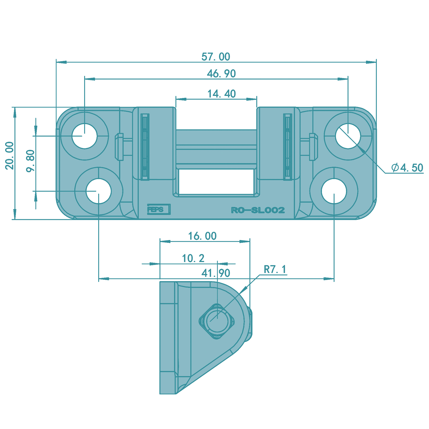 FEPS Hinge Scherenlager RO-SL002 als Ersatz für Axerlager der Marke Roto, Schaubild, CAD-Diagramm