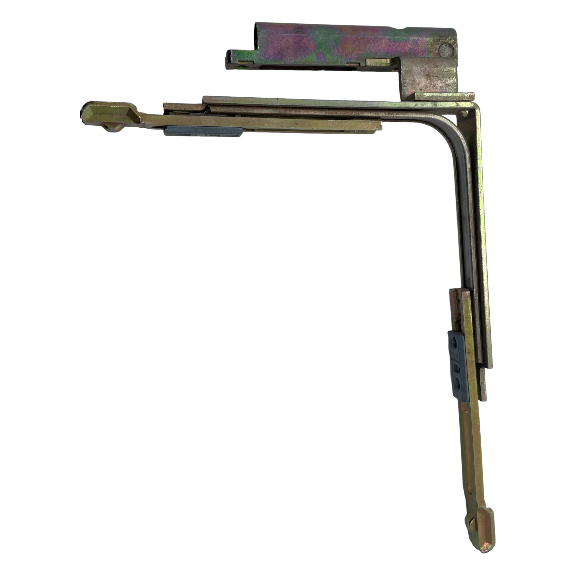 [BA] Winkhaus Autopilot Eckumlenkung ER 6 FWTA 18/9 links, mechanism, Metallstück, bunte Oxidation, Rahmen, Hebelarm, c, s