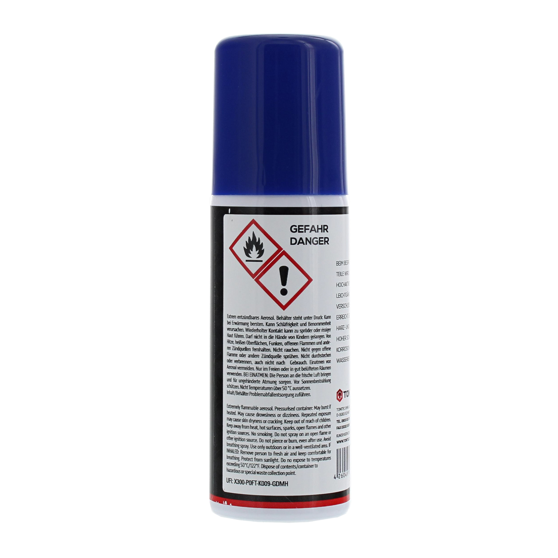[MA] greenteQ Halbzylinder SX 30 8-F mit 3 Schlüssel verschiedenschliessend 10/30 mit ToniTec 50 ml Zylinderspflegespray ZPS50, Lösemittel, Spraydose, Gefahrstoff, Druckspray, Warnschild