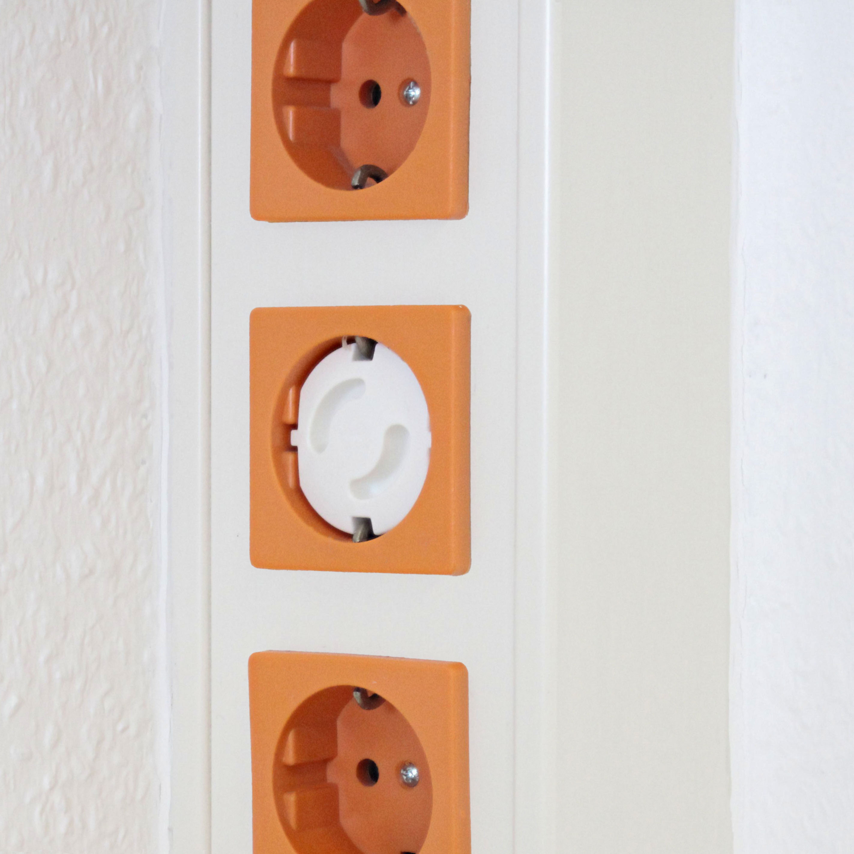 ABUS Steckdosensicherung JC2100A GRETA Set á 6 Stück, Steckdosen, Wandsteckdose, elektrischer Anschluss, orange Steckdosenrahmen, Steckerbuchse