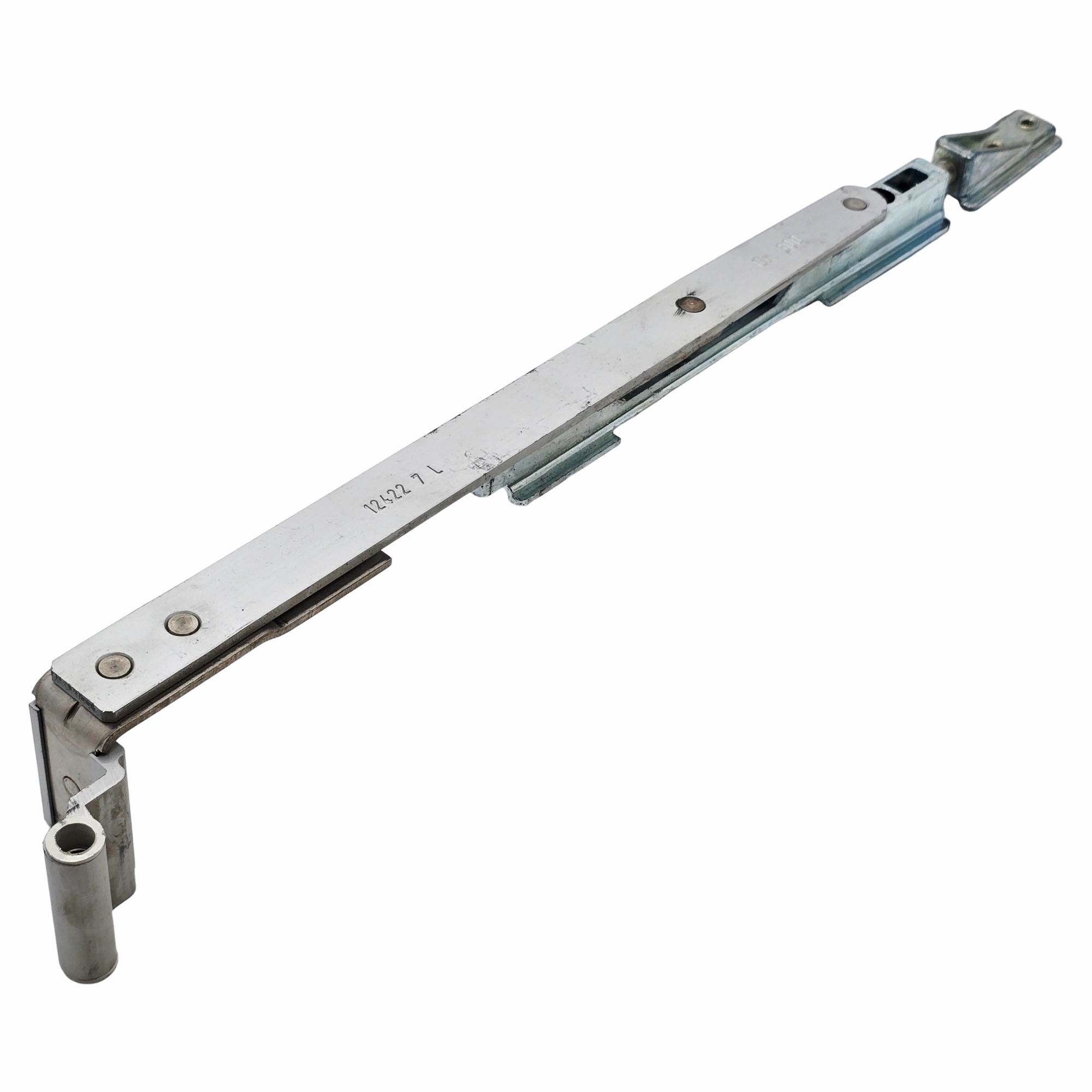 [BA] Hueck Hartmann Schere 12 422 7 silber links, Klemmhebel, Scharnier, Metallstange, Schlossmechanismus, Verbindungsstück