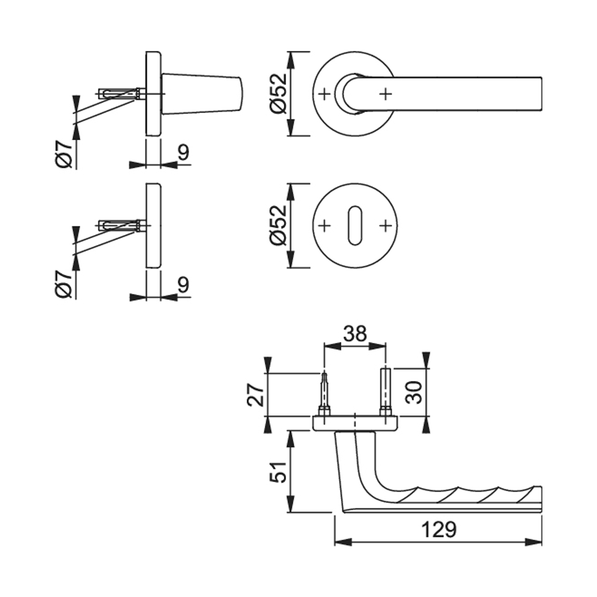 [BA] Hoppe ZT-Grt 1700/42KV/42KVS SST OB F9, Türgriff, Hebel, Rundgriff, Türdrücker, Montagehalterung