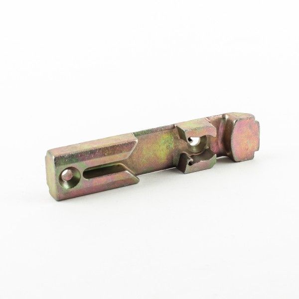 [BA] Winkhaus Kippschließblech WSK 42, mechanischer Teil, Metallbauteil, irideszierende Oberfläche, kleiner Stift, Nut-Sperre