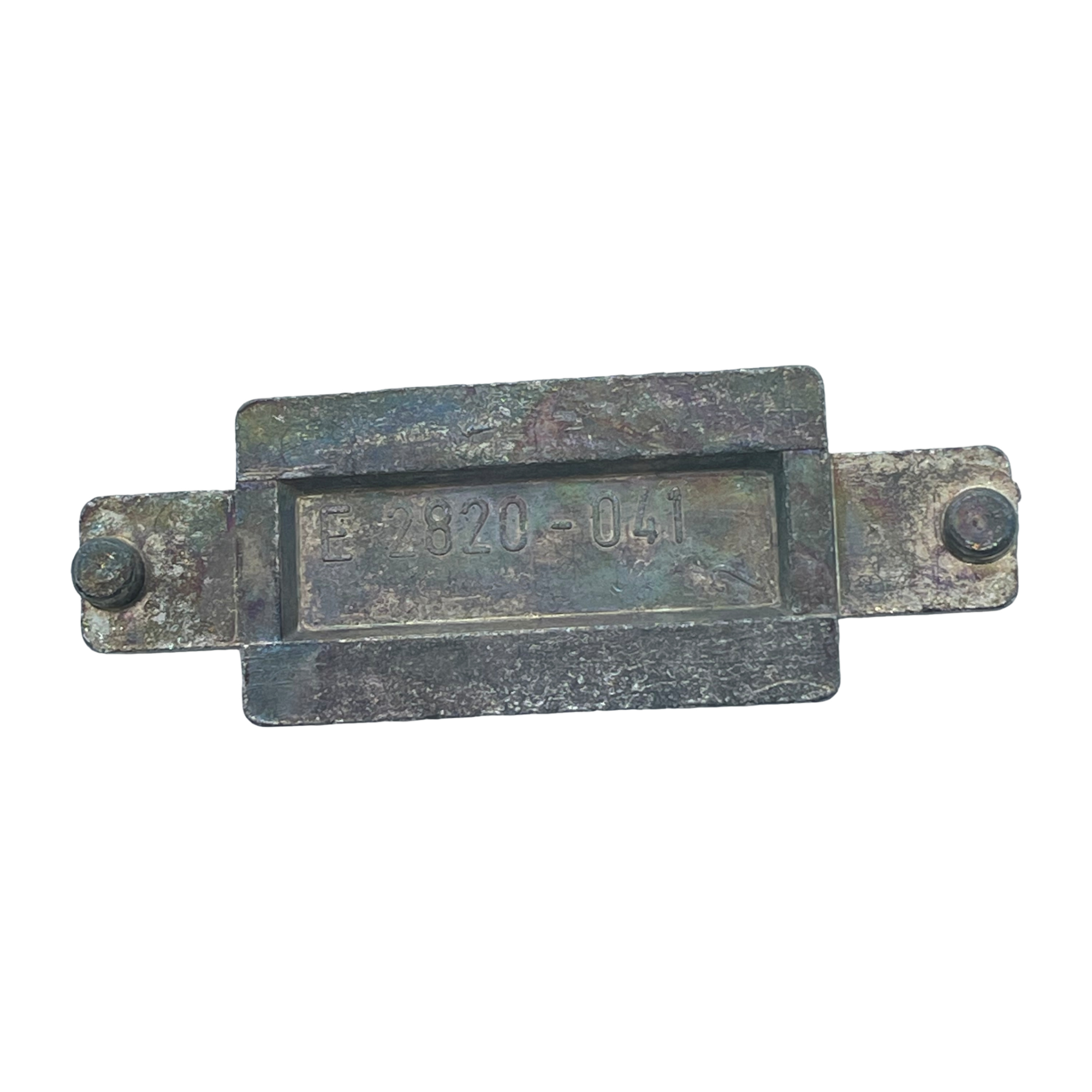 [BA] Hueck Hartmann Umbausatz 2820--03 US alt, Metall-Tag, Metallplatte, stempelter Code, rostiges Beschläg, rechteckiges Schild