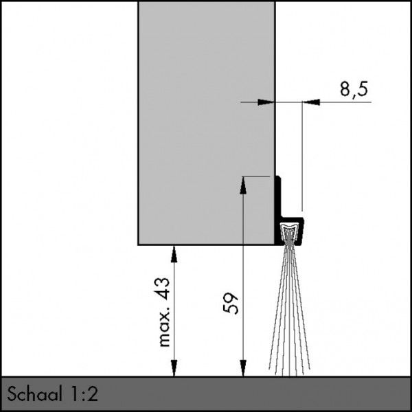 Ellen IBS60 Türbodendichtung 100cm 0308401, dimension, technische Zeichnung, Schemata, Messung, Maßstab 1:2