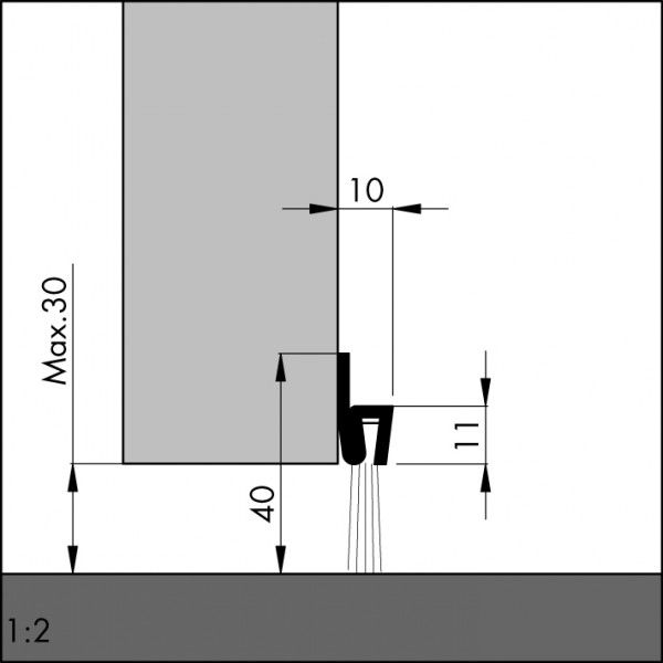 Ellen IBS40 Türbodendichtung 100cm 0309301 Rosshaar
