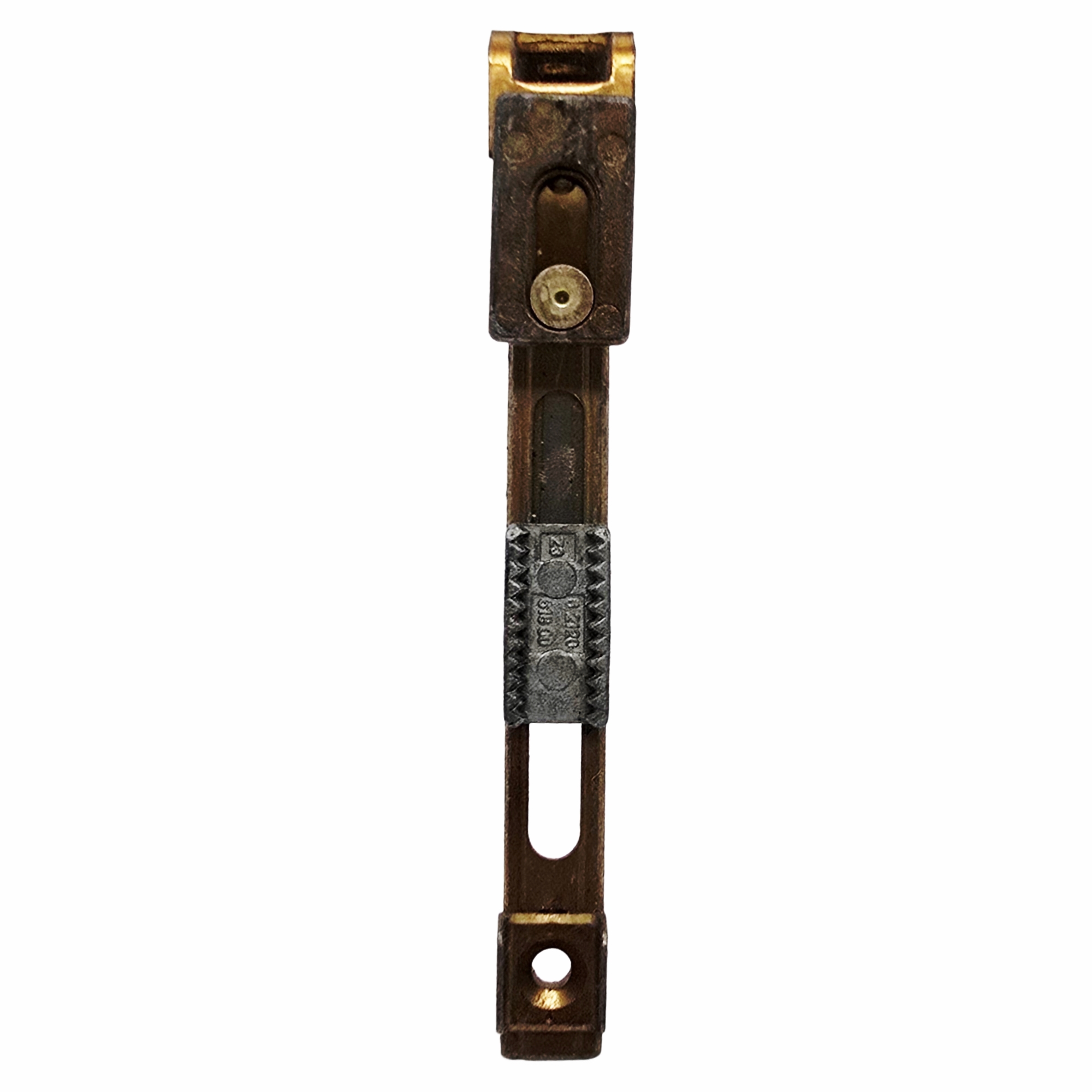[BA] Roto Centro 101 Sicherheits-Sondereckumlenkung Anschlusslänge 135/135, fuse, Schalterschalter, Schaltgerät, elektrische Komponente, braunes Metall
