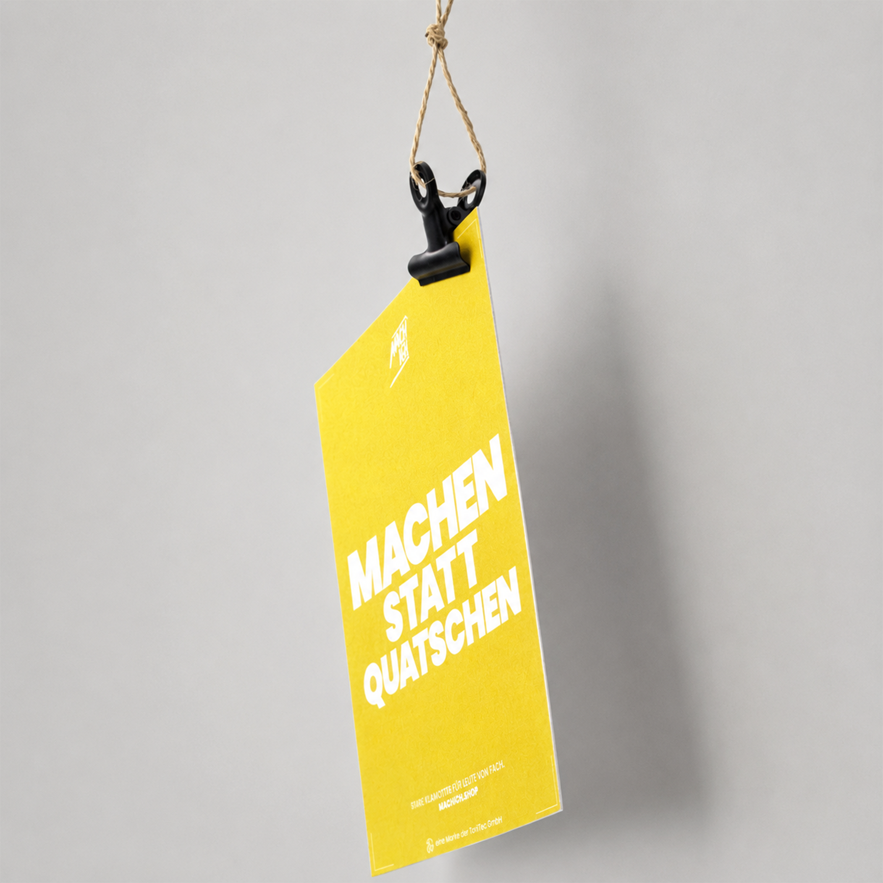 MACH ICH® Postkarte – Machen statt Quatschen gelb, poster, gelb, text, karte, notizcard