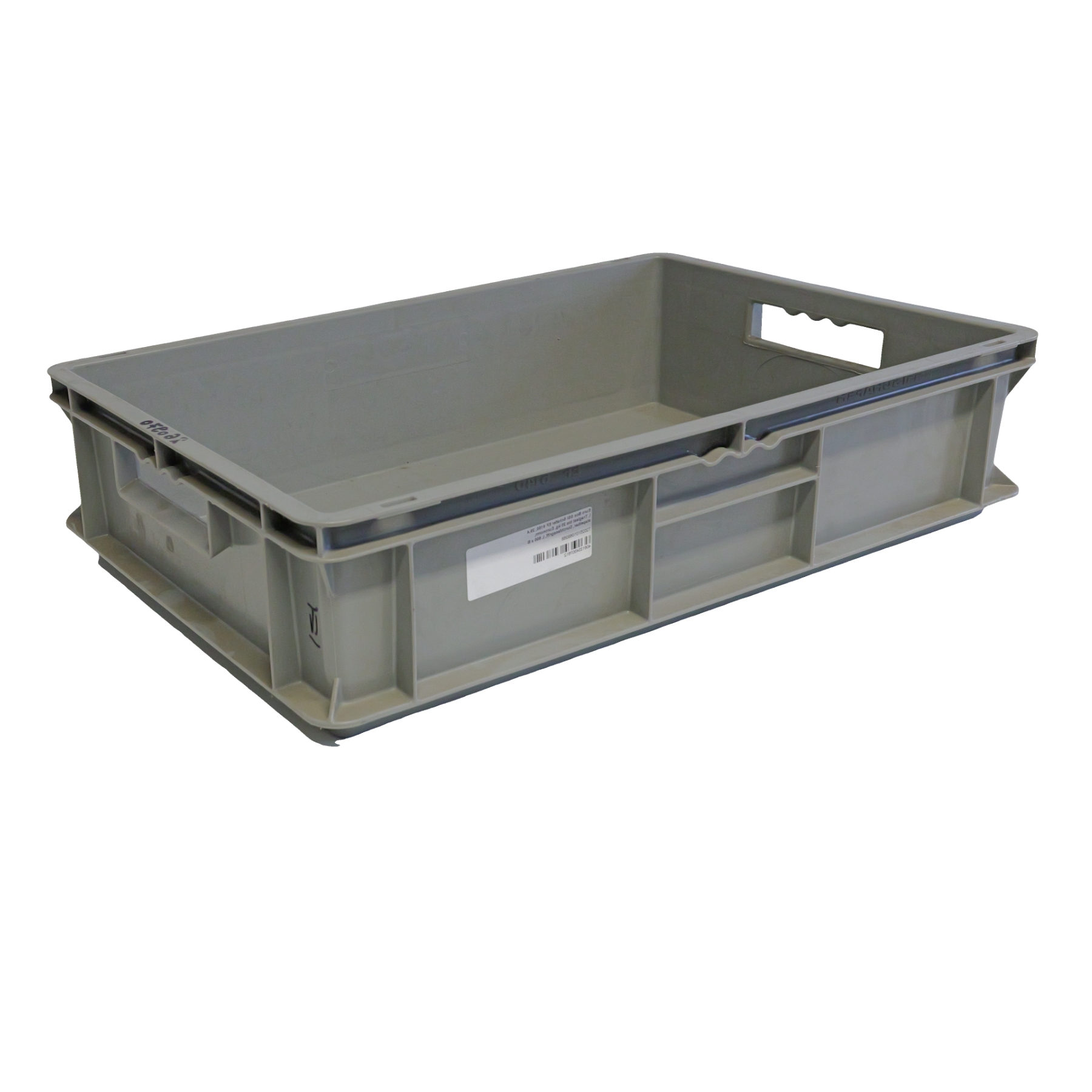 Euro Box SSI Schäfer EF 6150, 29,4 l, Traglast bis 20 kg, Euronorm, stapelbar, Durchfassgriff, L 600 x B 400 x H 150 mm, Kiste, Aufbewahrungskiste, Kunststoffbox, Ladebox, Grau