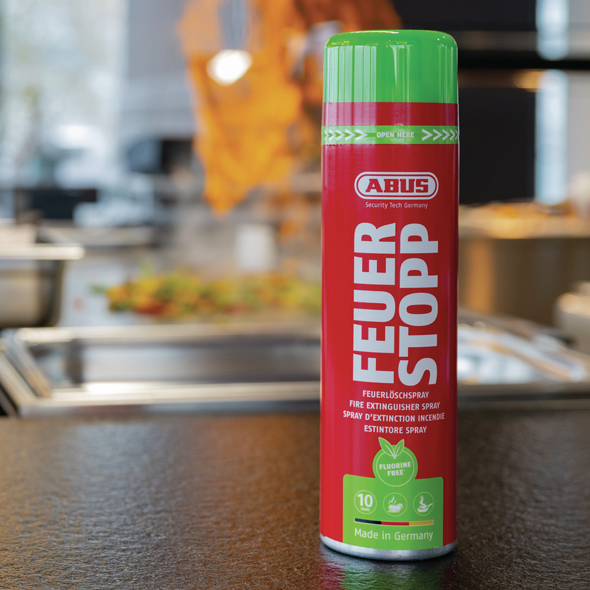 ABUS Feuerlöschspray Feuerstopp AFS625 fluorfrei, Feuerlöscher Spray, Feuerlöschspray, Brandbekämpfung, Küche, Fluorinfreien Sprays