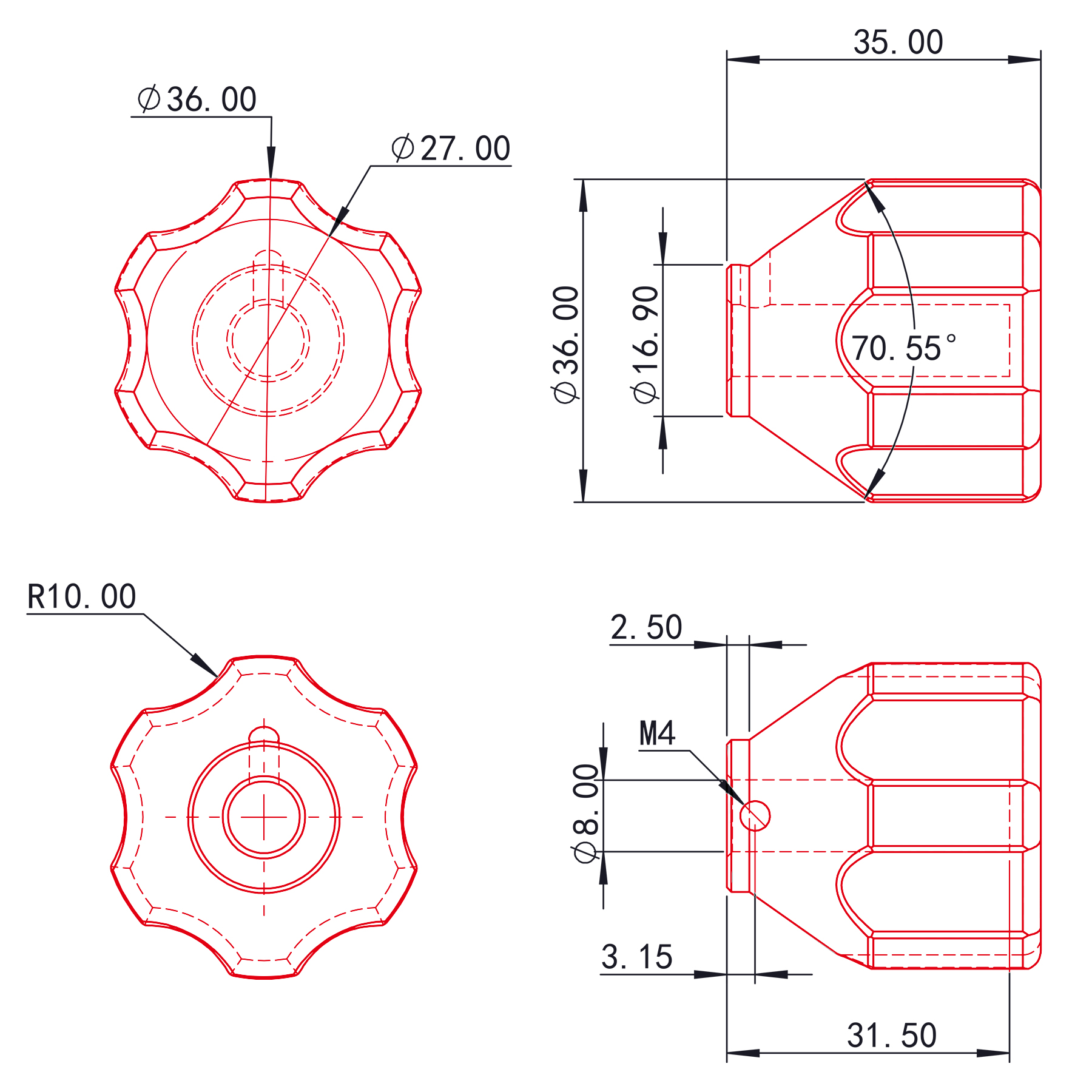 ABUS EC550 Zylinder mit EasyTurn Knauf weiß verschiedenschließend mit ToniTec CodeCard inkl. 5 Schlüssel Größe 35/50K, knopf, nut, bearbeitung, technische zeichnung, rundgriff