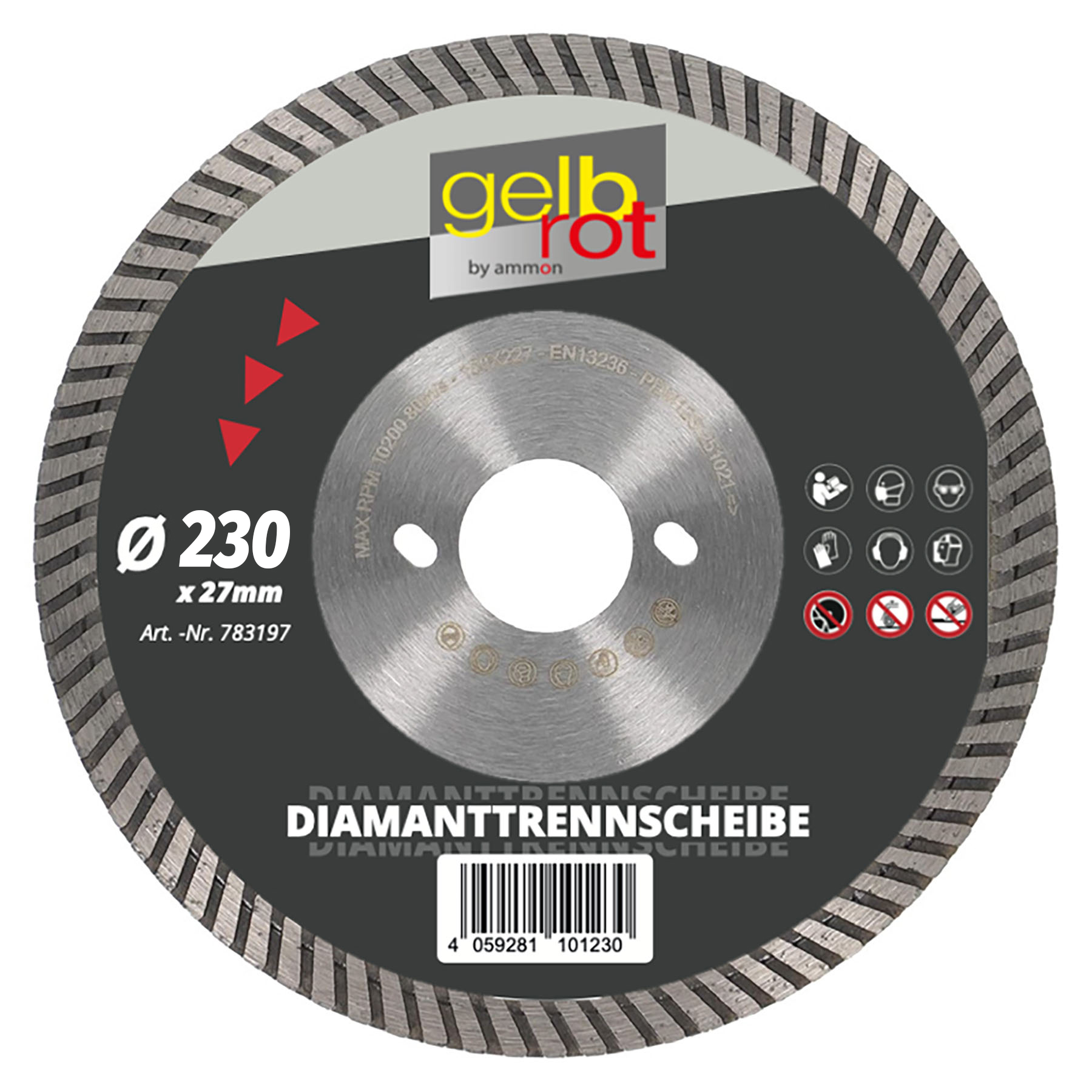 [DS] gelbrot Diamanttrennscheibe 230 x 27mm Aufnahme: Bepo 25,4/27mm, diamanttrennscheibe, turbodrehmesser, metall, grau, 27mm