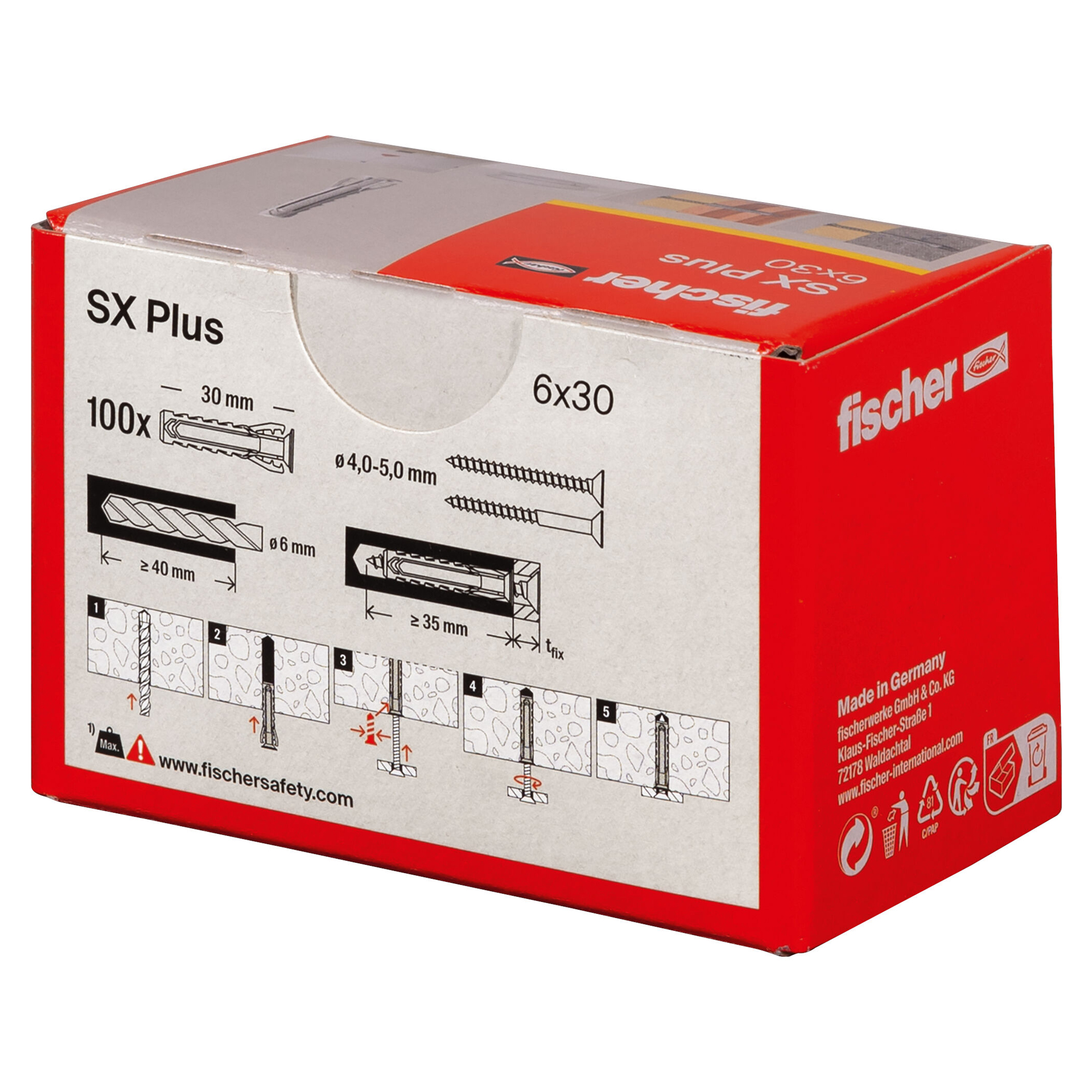 [DS] Fischer Dübel SX Plus 6x30 Nr. 568006, schraube, Maueranker, Schachtel, fischer, Montagekit
