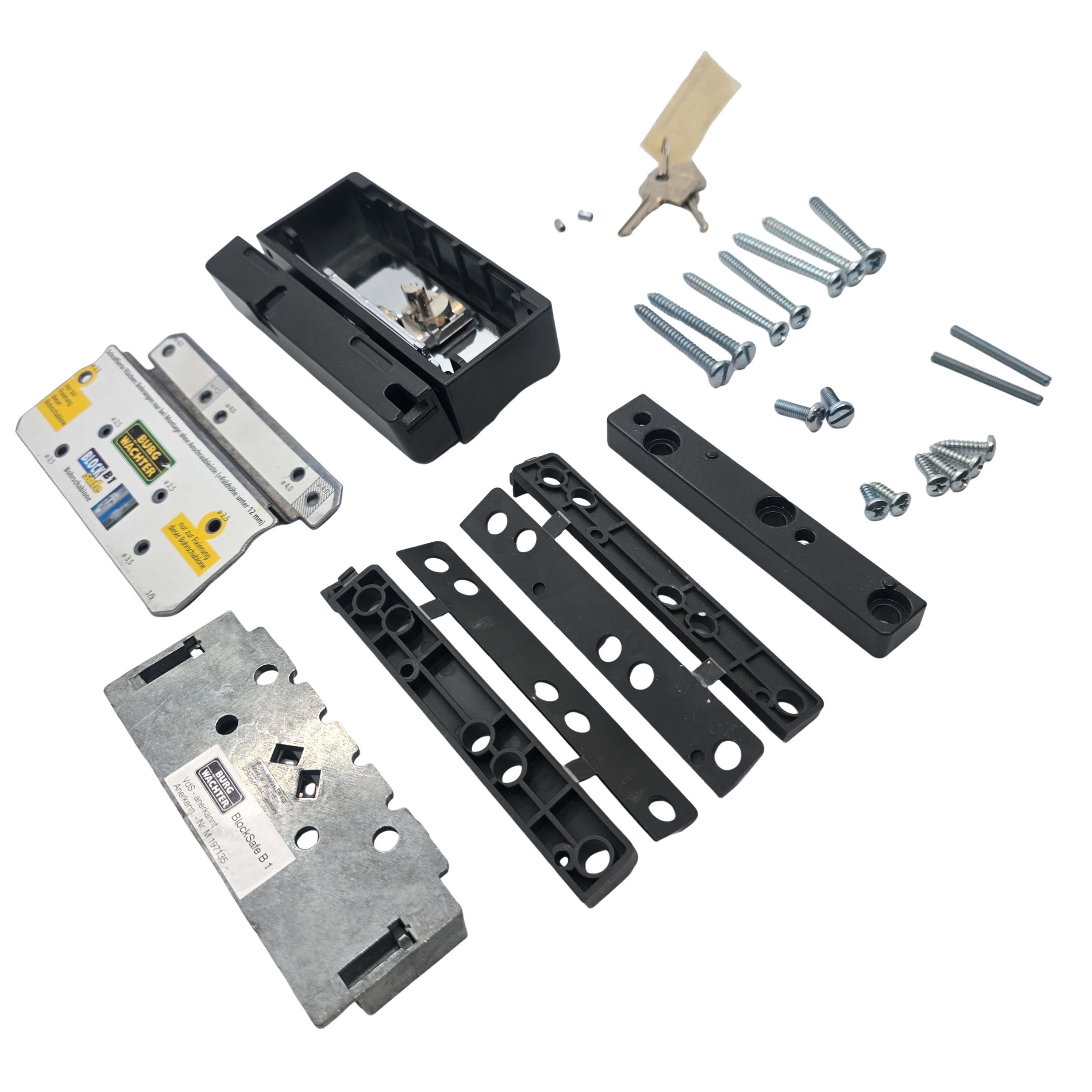 Burg Wächter BlockSafe B1 Fenstersicherung weiß braun verschiedenschliessend + gleichschliessend Braun GL, Schloss-Sets, Türschloss, Schrauben, Montagezubehör, Klemmbeschläge