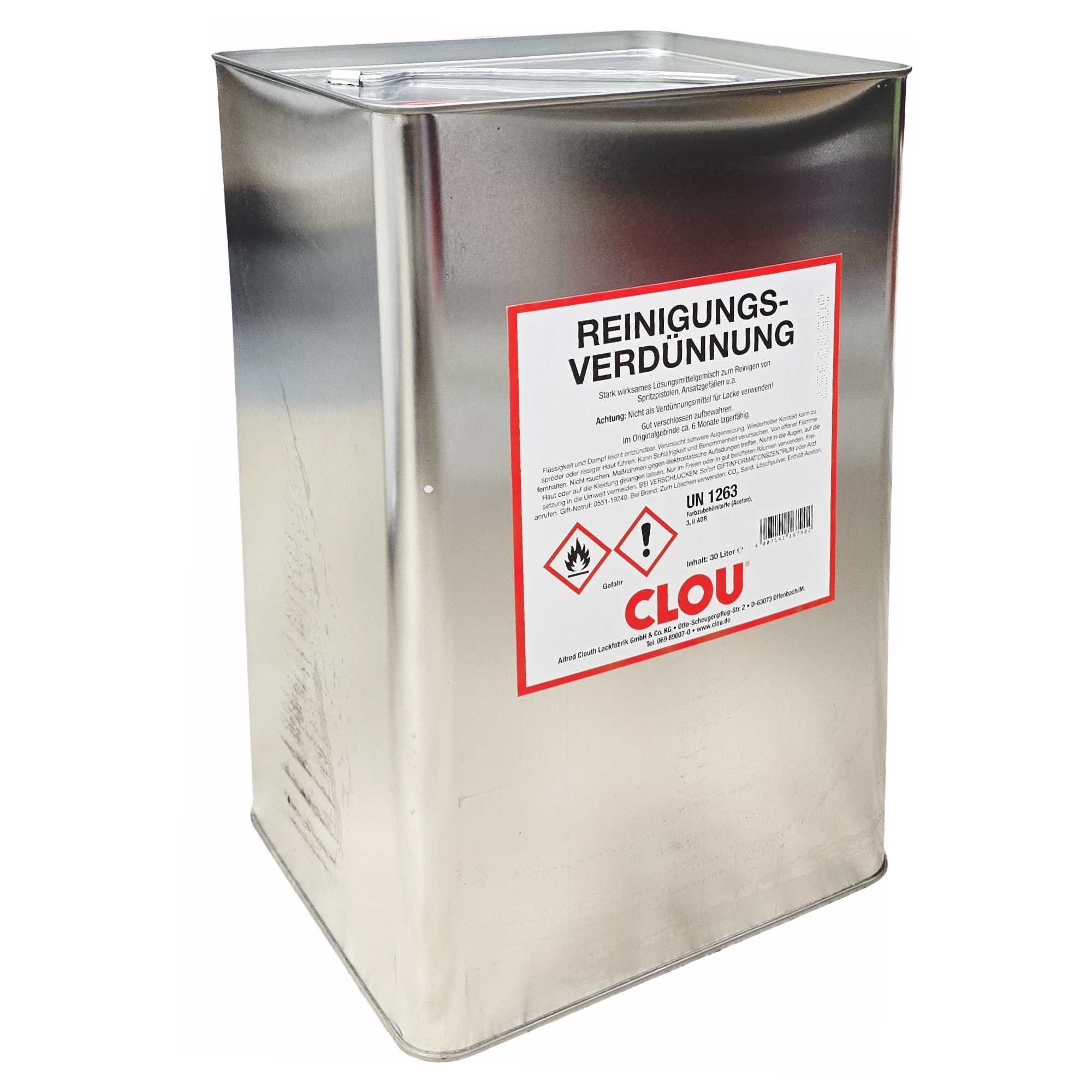 Clou Universal Reinigungsverdünnung 30 Liter, reiniger, verdünnung, metalldose, flüssigkeit, kanister