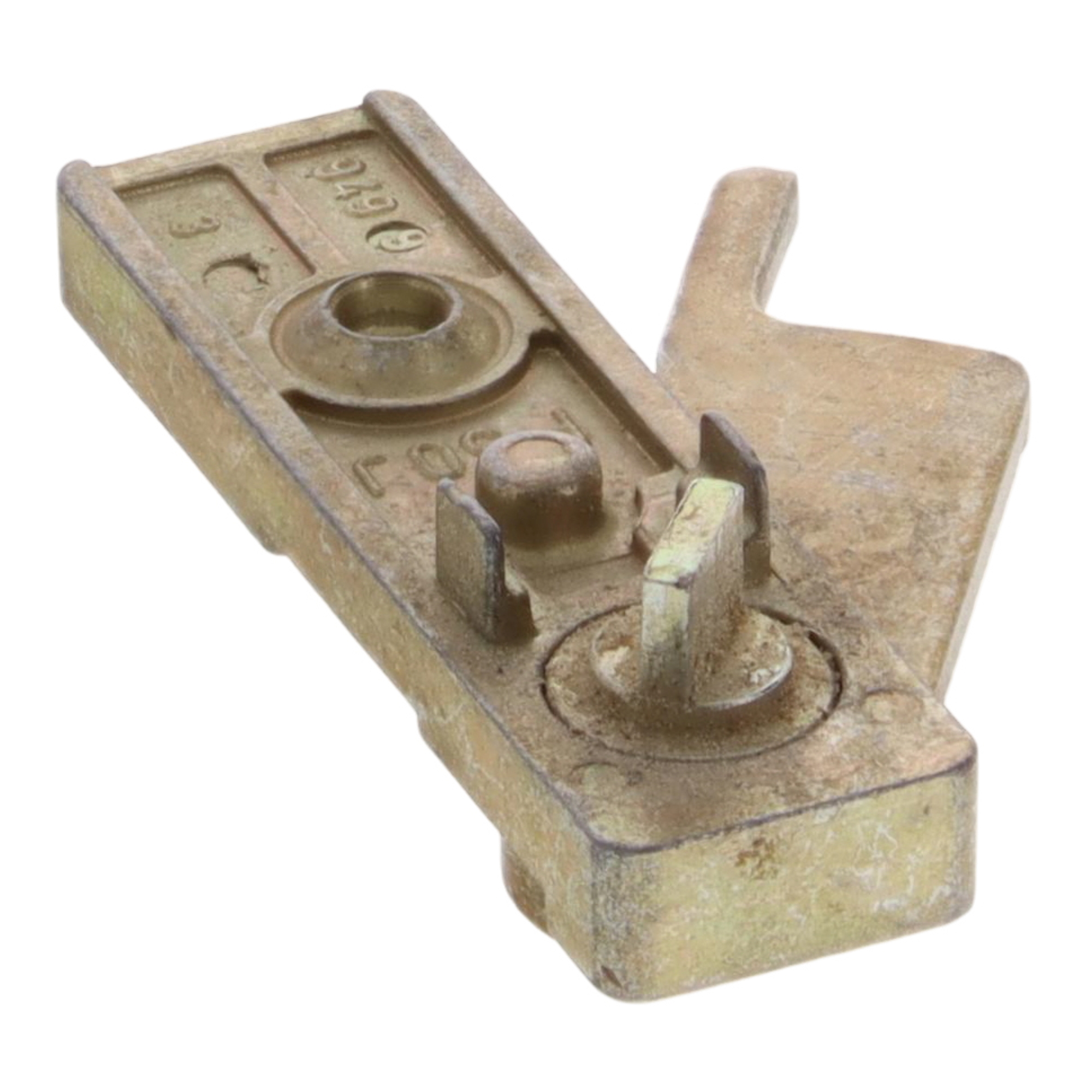 Weidtmann Flügelheber F50J links gvz., Klemmhalter, Metallteil, Anschlussstück, Messing, Wärmebehandlung