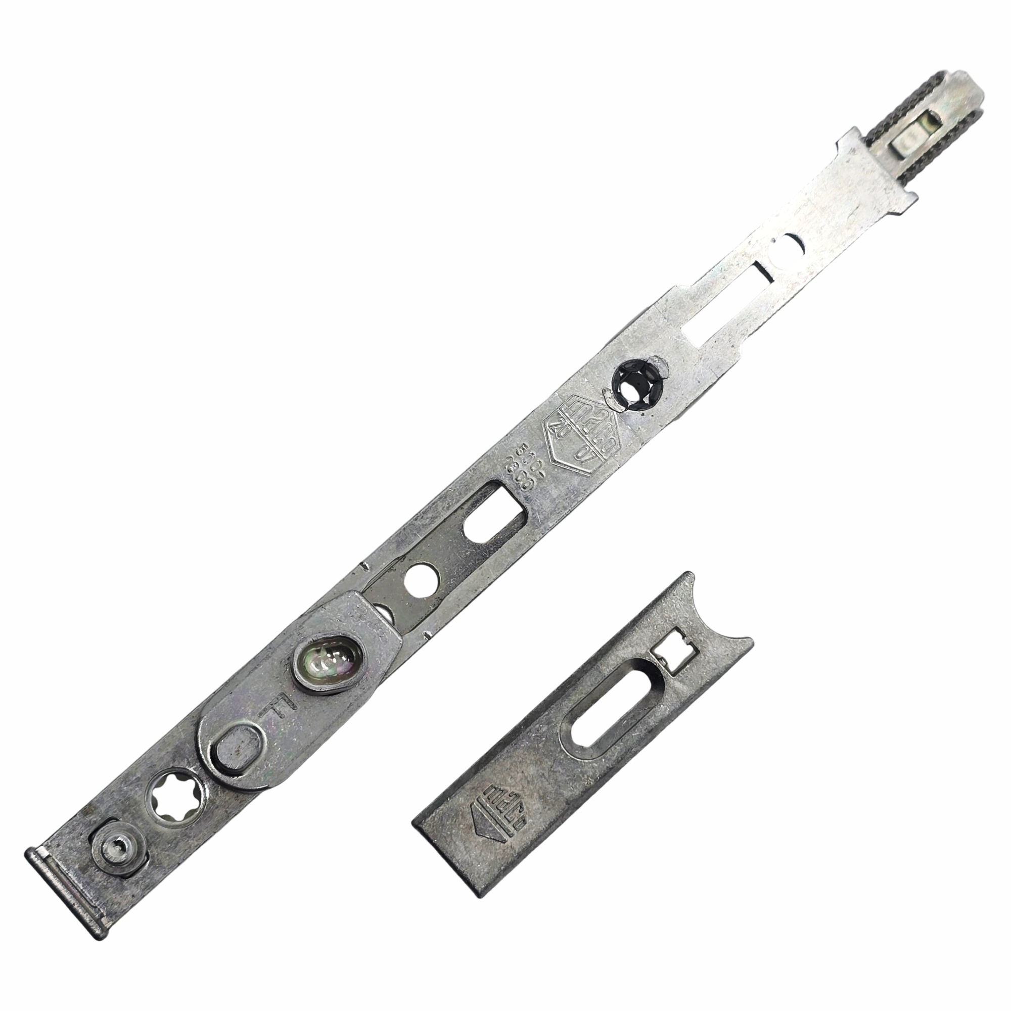 [BA] MACO Anschlußstück Kippverschluss unten für FFH 500- 1800mm Länge 170mm, Türbeschlag, Schlossstange, Metallteil, Schraub-/Schlitzwerkzeug, Verstellbare Führung