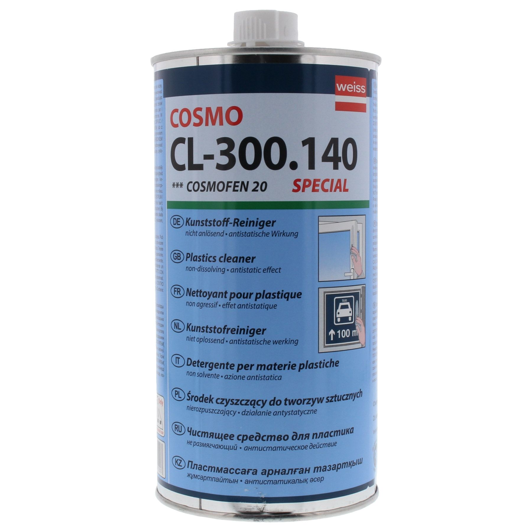 COSMO CL-300 PVC Reiniger Glättemittel 1000 ml Reiniger (Antistatisch, nicht anlösend), Plastics cleaner, Kunststoffreiniger, Kunststoff-Reiniger, Spraydose, Special