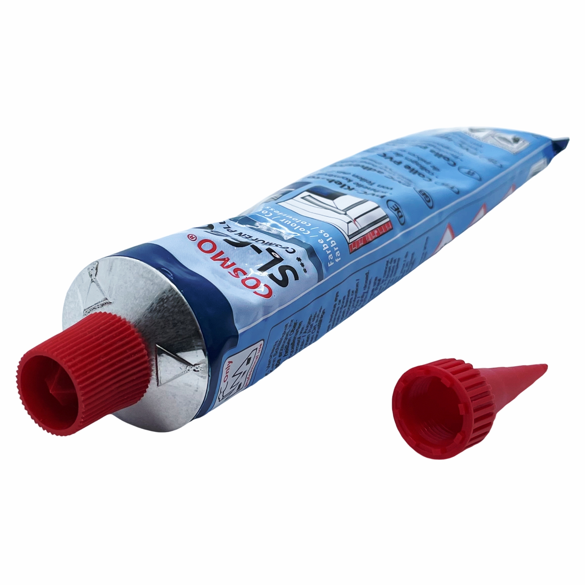 [DS] Weiss Chemie COSMO SL-660.130, PVC-Klebstoff Farbe: farblos 200 ml - Aluminiumtube - mit, Zahnpasta, Tube, Rot, Kappe, Menge 75 ml