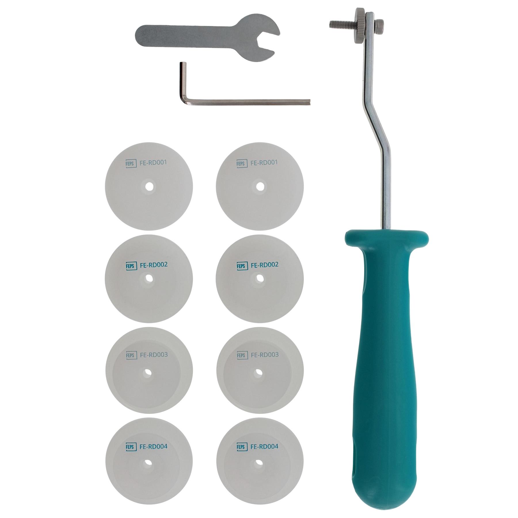 FEPS Tool Dichtungseinroller Sortimentsbox FE-BOX002 9 tlg. bestehend aus Handgriff FE-DE001 sowie 4 Rollen jeweils 2 Stück, Gerät