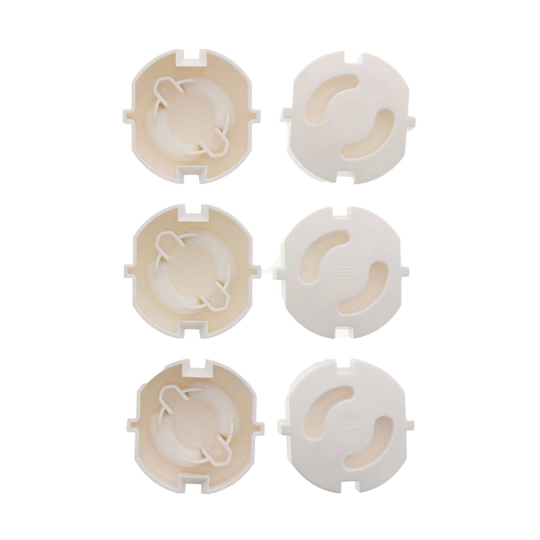 ABUS Steckdosensicherung JC2100A GRETA Set á 6 Stück, plastic cap, circular plug, beige white, interlocking cap, six-pack