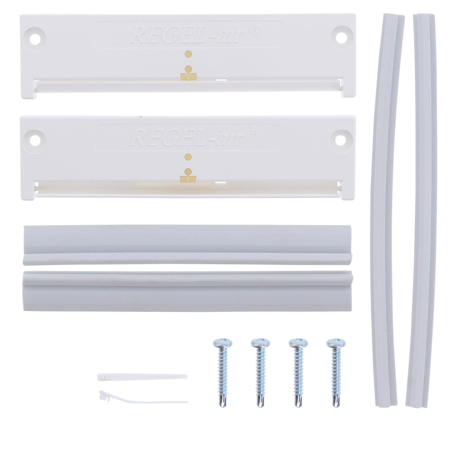Fensterlüfter REGEL-air Typ16 Serie 73 RAL 9018 1 Paar mit Dichtung 29521610800300033, Rails, Montagesatz, Plastikhalter, Weiß, Schrauben