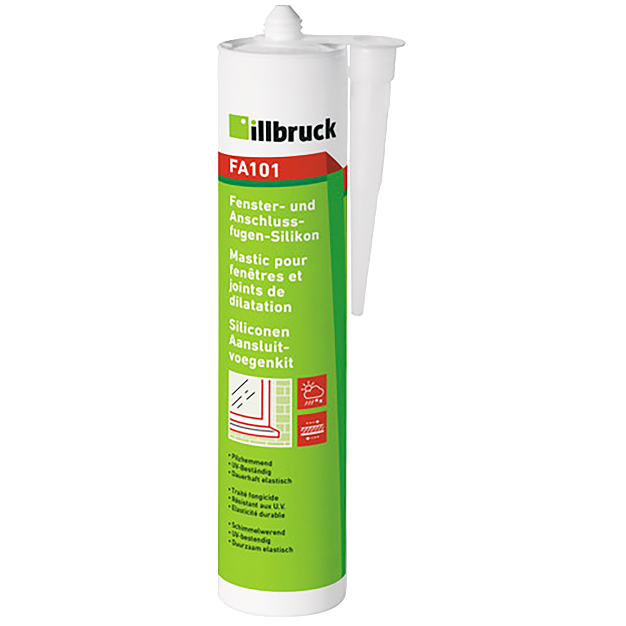 [DS] Illbruck FA101 Fenster / Anschlußfugen Silikon Nr. 395080 310 ml schwarz, Silikon, Fensterdichtung, Dichtstoff, Silikonpaste, Montagekit