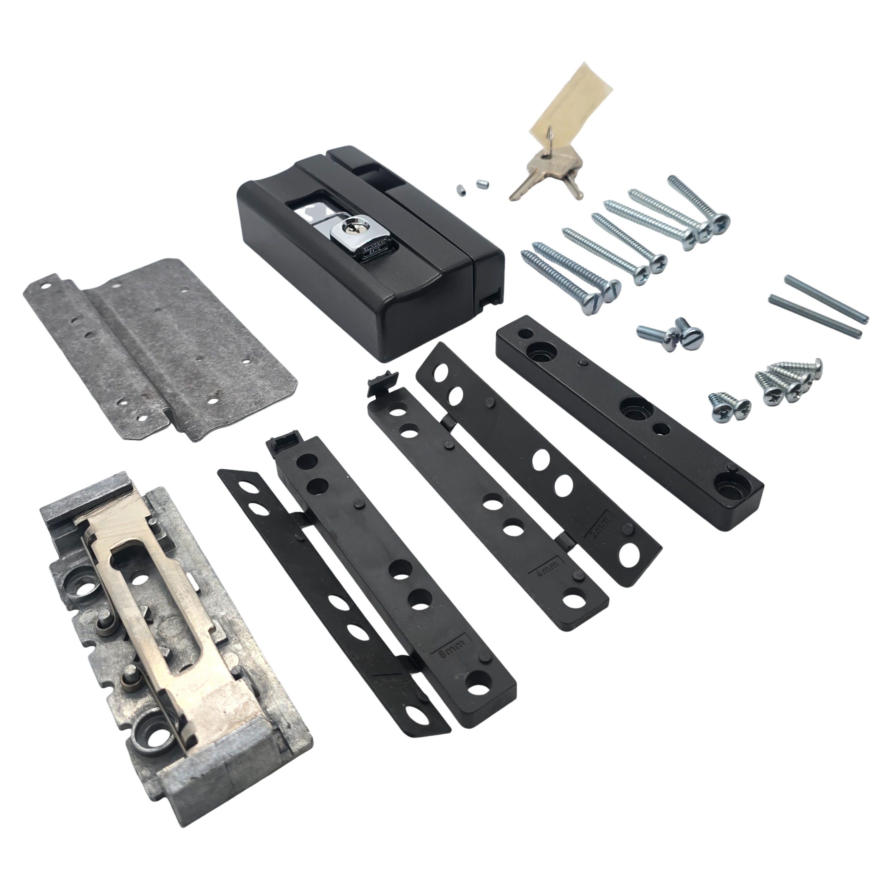 Burg Wächter BlockSafe B1 Fenstersicherung weiß braun verschiedenschliessend + gleichschliessend Braun GL, Scharnier-Träger-Set, Torband-Scharnier, Montage-Kit, Befestigungszubehör, Schrauben-Satz