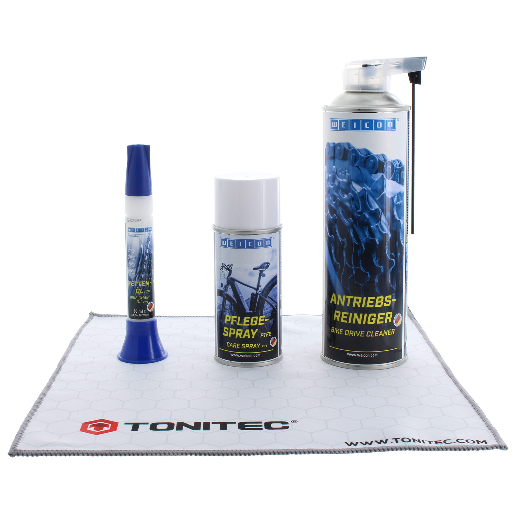 WEICON Fahrrad-Pflegeset 3-teilig inklusive ToniTec® Microfasertuch, Zinn