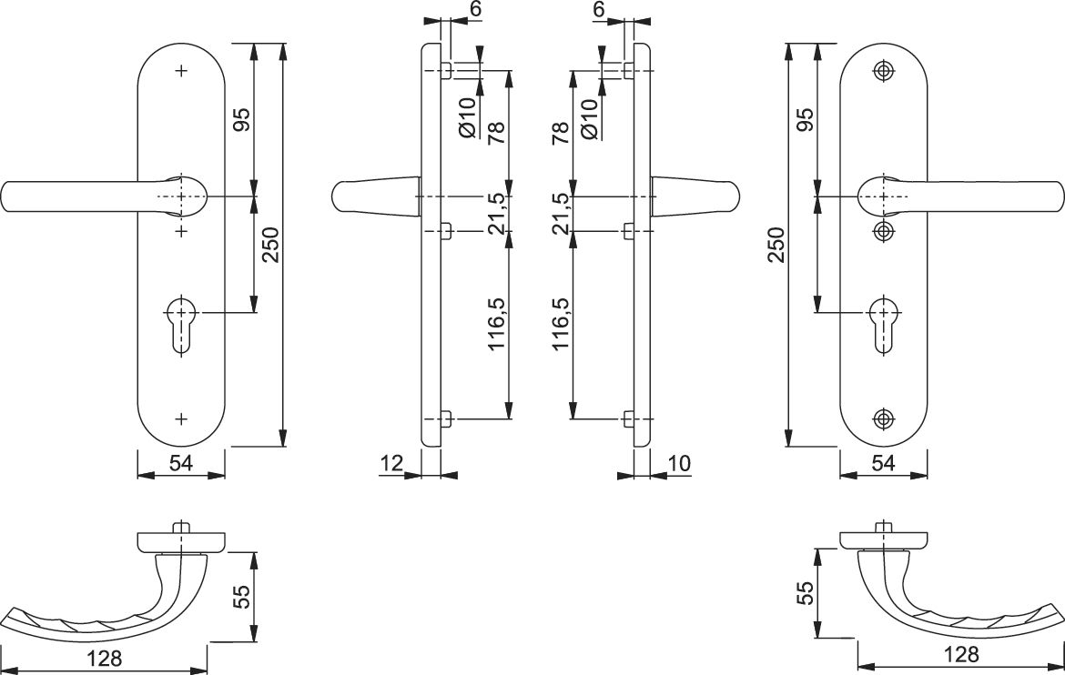[BA] HOPPE Schutz-Langschild Garnitur Tokyo 1710/3331/3410 3666828, Türdrücker, Haustürdrücker, Metall, Finish, Montageplatte