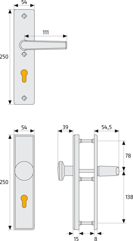 ABUS Schutzbeschlag DR/DR KLS114 für Wohnungsabschlusstüren F1 F2 F2, Türknauf, Türdrücker, Türbeschlag, Schlosszylinder, Rohrgriffleiste