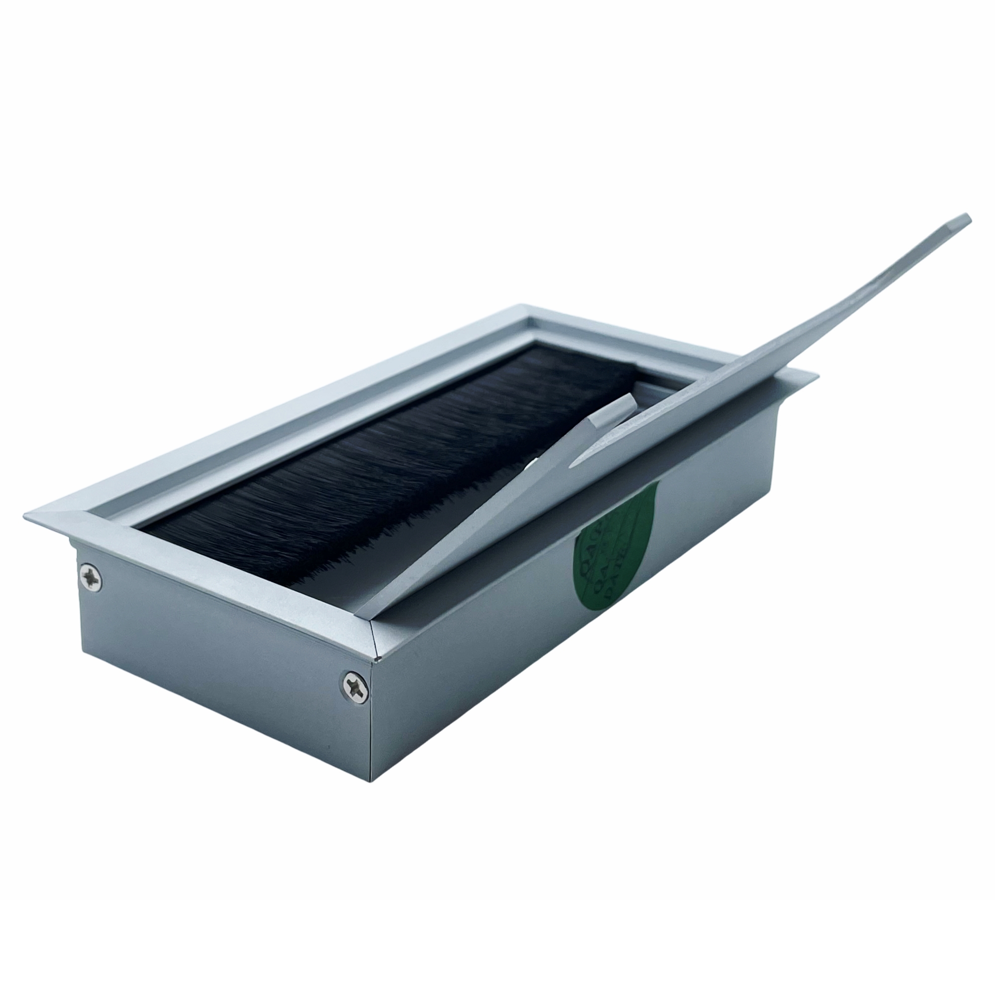 Emuca Kabeldurchführung Eckig 160x80 mm, Aluminium silber eloxiert, Schmutzfang-Einheit, Reinigungsbürste, Schubfang-Schublade, Vakuumstaubsauger-Zubehör, Bürstenmodul