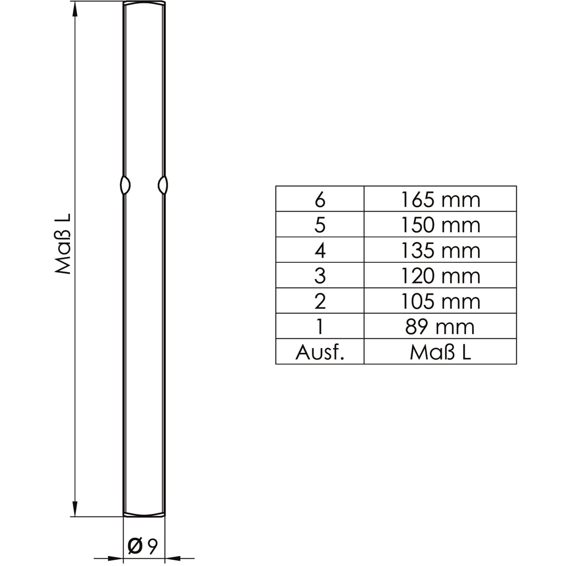 Ogro Türdrückerstift PR 114 FS OGRO Nr. PR 114 FS-135 9 x 9 x 135 mm, Diagramm, Handlung, Seite, Text, Maße