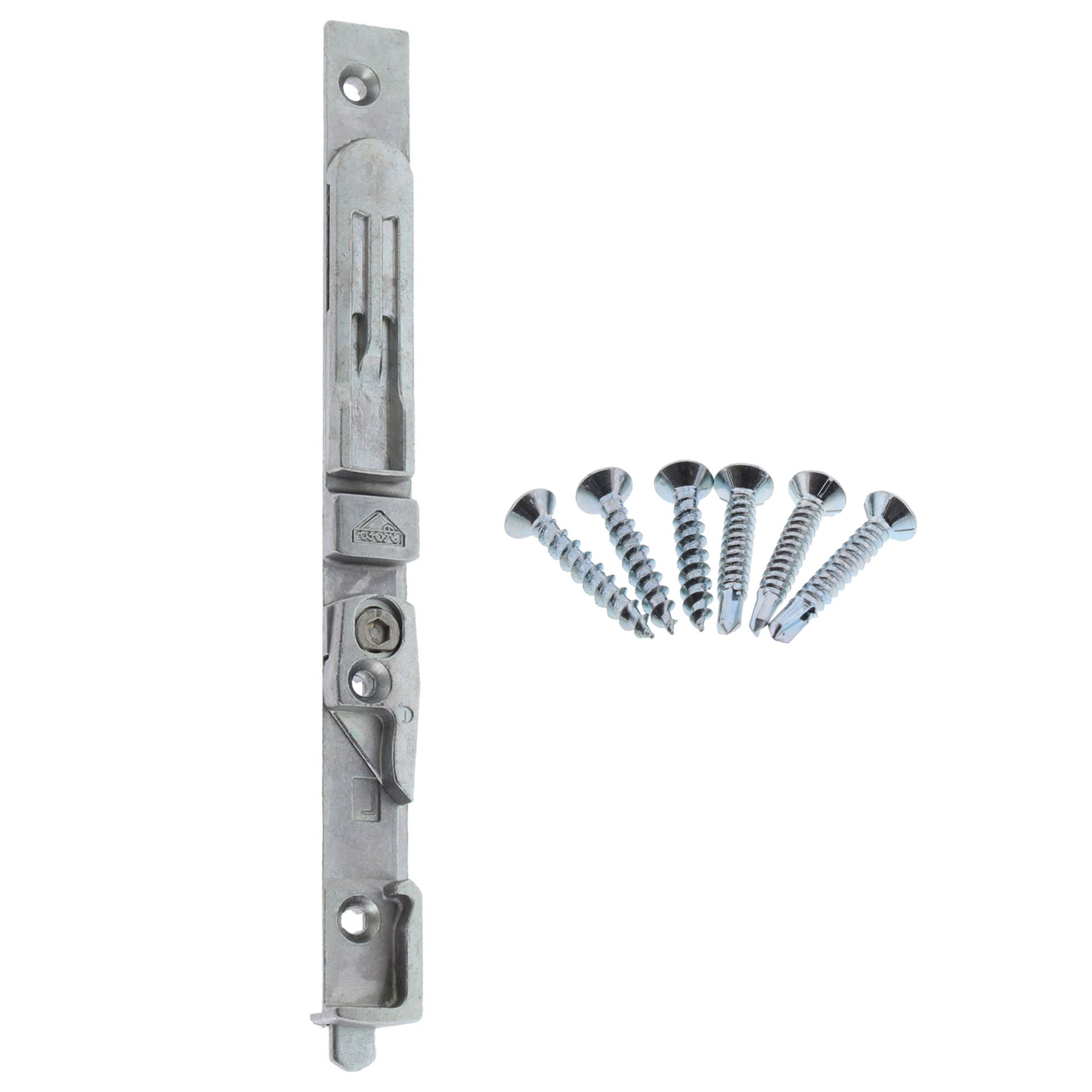 Roto Centro 100 Kantenriegel 7/8 R604A75 E11 links mit ToniTec Schraubenset KL-FR 6, Türschlossbolzen, Schlossriegel, Metallschloss, Schrauben, Türbeschlag