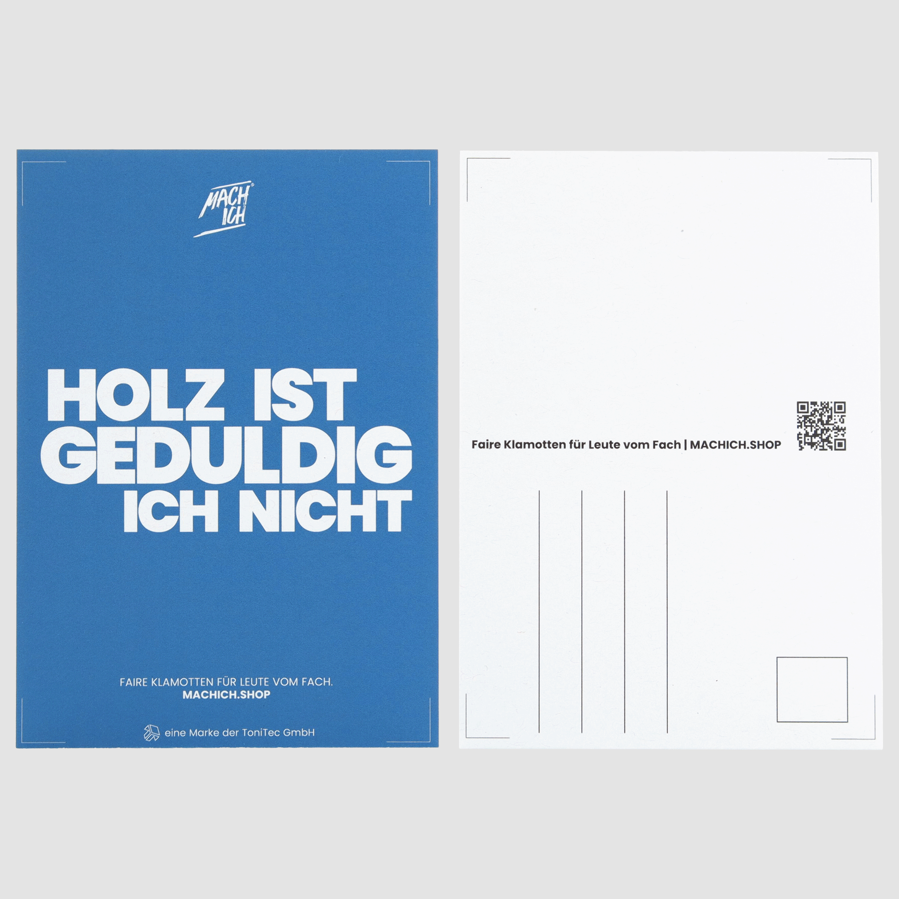 MACH ICH® Postkarte Set (gelb/pink/orange/grün/blau/braun), Karte, Postkarte, Papier, Blau, Text