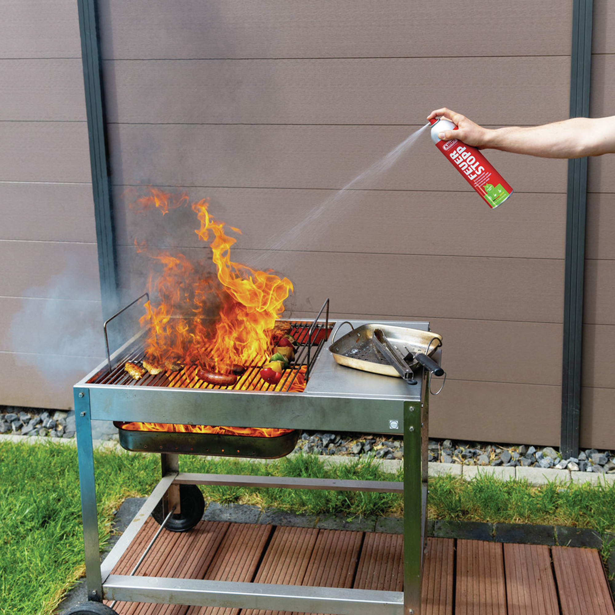 ABUS Feuerlöschspray Feuerstopp AFS625 fluorfrei, Grill, Grillplatte, Feuer, Barbecue, Spray-Kanone