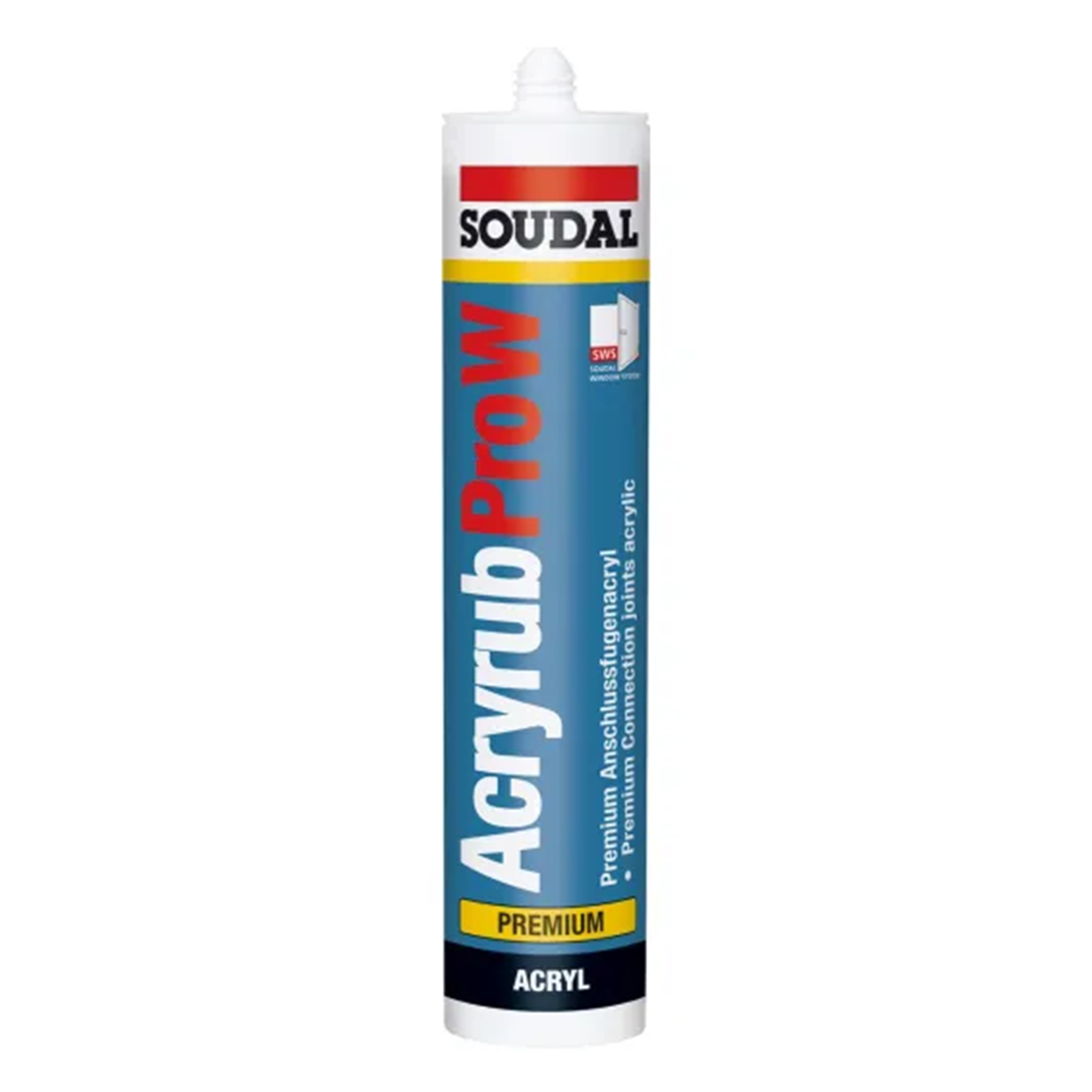 Soudal ACRYRUB PRO W 310 ml Kartusche weiss Nr., acrylic, Dichtmittel, Kleber, Premium, Rohrnaht