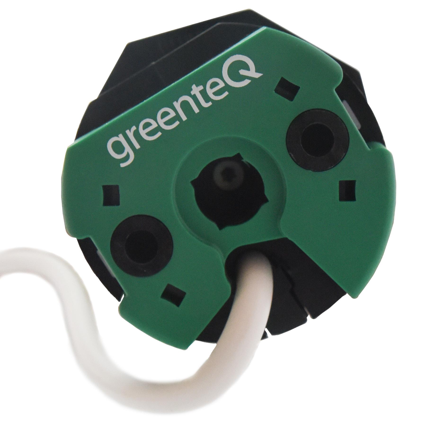greenteQ Funkgesteuerter Rollladenmotor 40Nm Mega-F3 für 60mm Welle, Elektroanschluss, Kabelrolle, Grün, abnehmbares Kabel, Modularer Anschluss